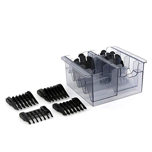 8Pcs Hair Clipper Trimmer Guide Comb Set with Grid Base Storage Box - Professional Barber Tools for Precise Hair Cutting & Styling at Home or Salon