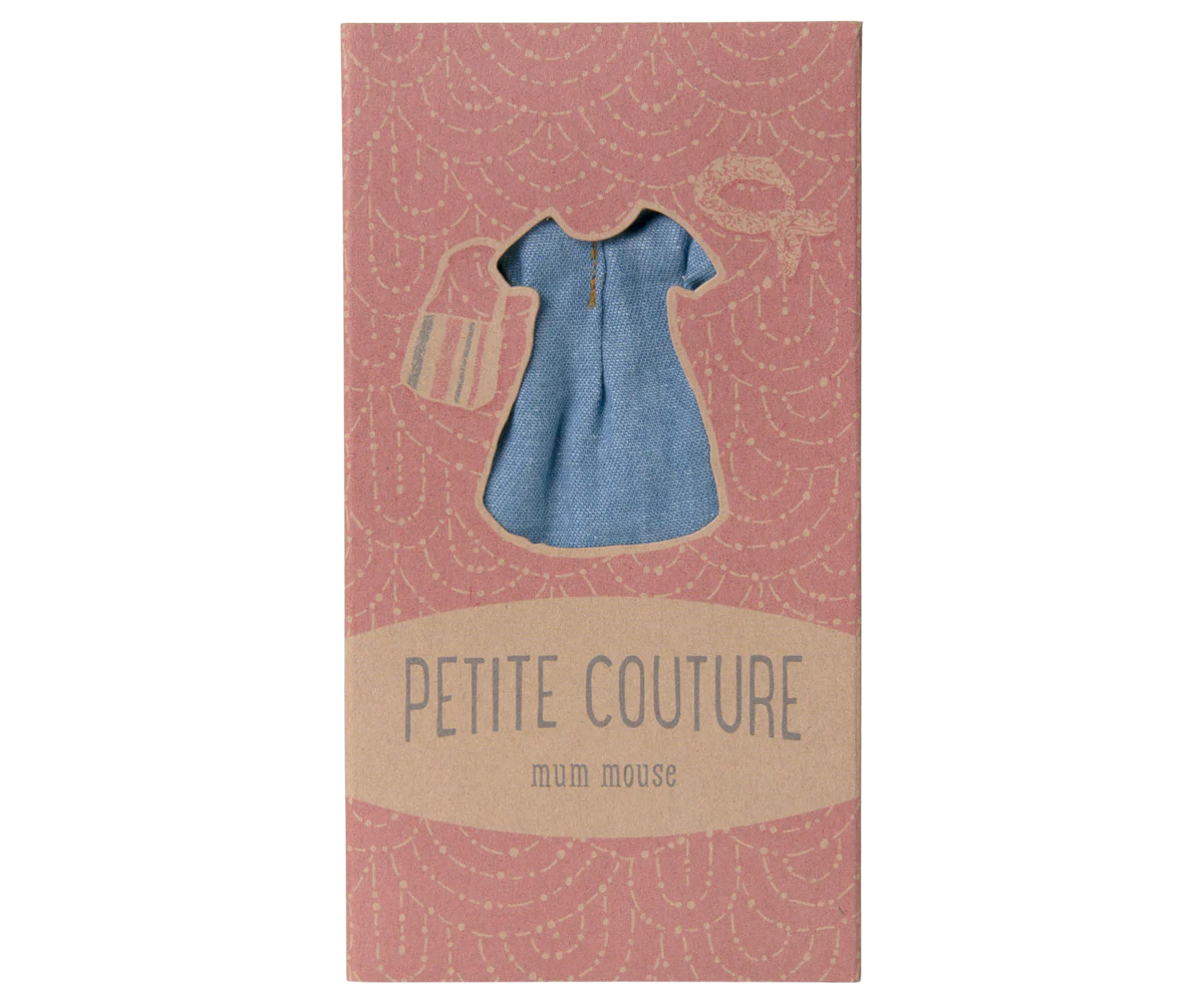 Stylish Denim Dress and Matching Bag Set - Mum Mouse Maileg Collection | Perfect for Kids' Playtime, Dress-Up, and Gift-Giving