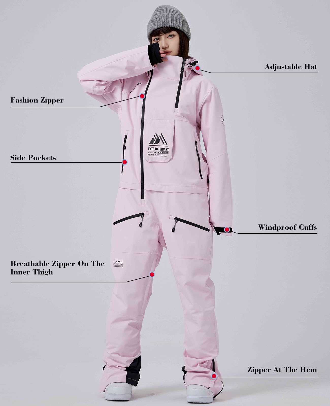 WOWULOVELY Women's One-Piece Ski Suit - Waterproof & Windproof Snow Jumpsuit for Winter Sports | Perfect for Skiing, Snowboarding & Cold Weather Outdoor Activities