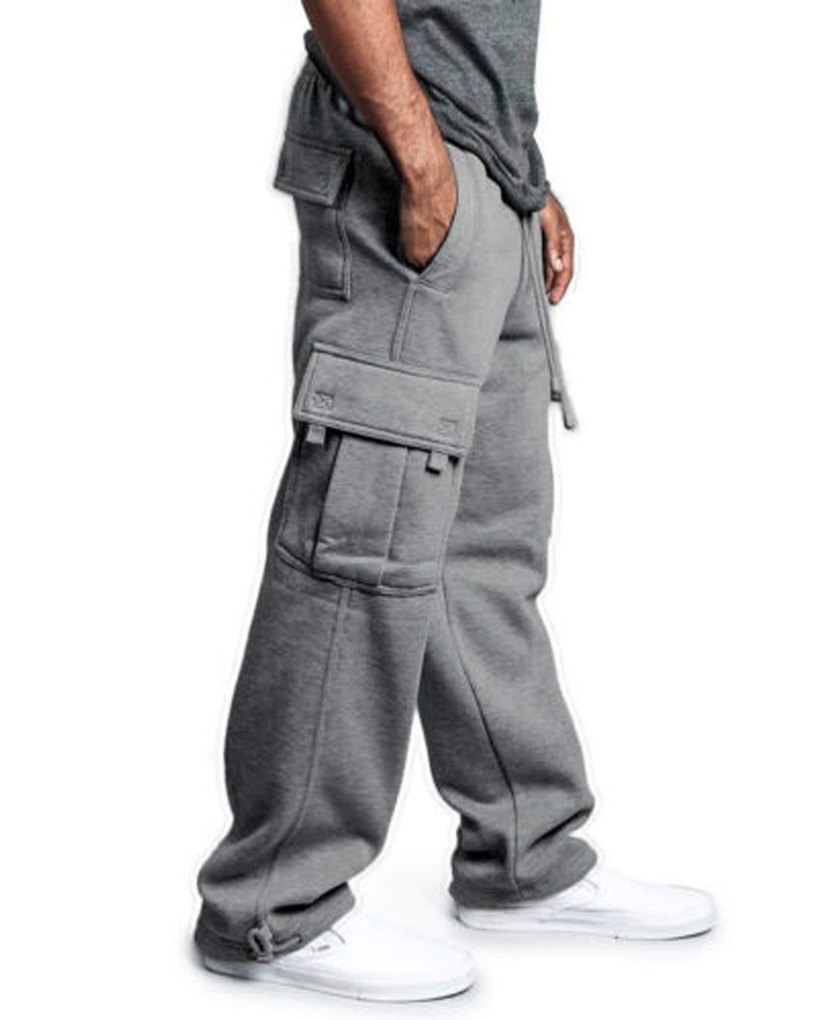 **Springcmy Men's Fleece Joggers - Cotton Cargo Sweatpants for Sports & Casual Wear - Heavyweight Winter Pants for Running, Gym, Lounge & Outdoor Activities**