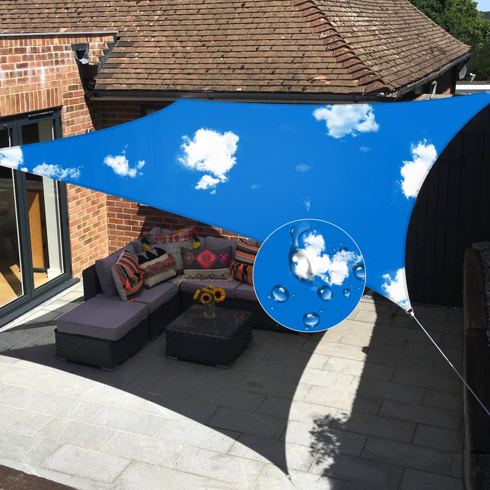 18'x24' Waterproof Sun Shade Sail Rectangle UV Block Canopy Cover - Outdoor Shade Solution for Backyard, Patio, Deck, Balcony, Pergola & Garden (Sky Blue) - Perfect for Summer Sun Protection and Creating Cool Outdoor Living Spaces