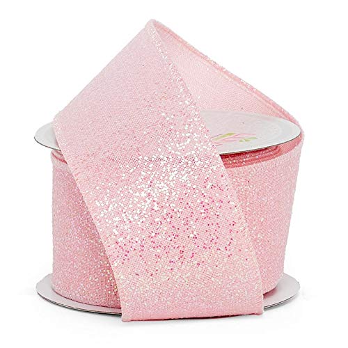 Sparkling Baby Pink Iridescent Glitter Ribbon - 2