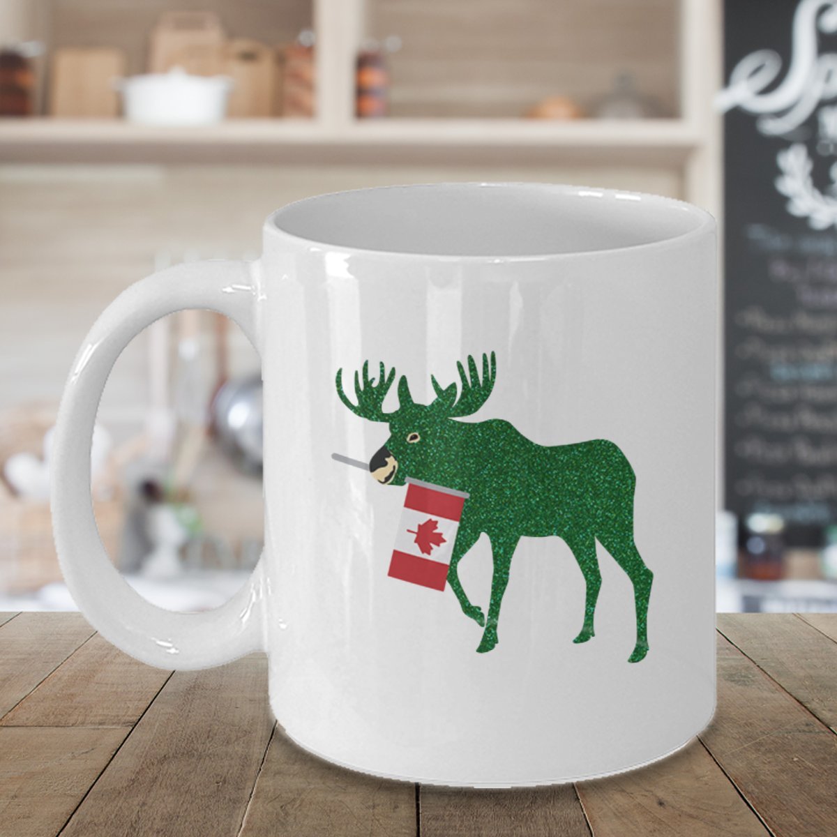 Festive Christmas Reindeer Coffee Mug - 11oz Ceramic Cup with Moose Design - Perfect Holiday Gift for Coffee Lovers & Office Use