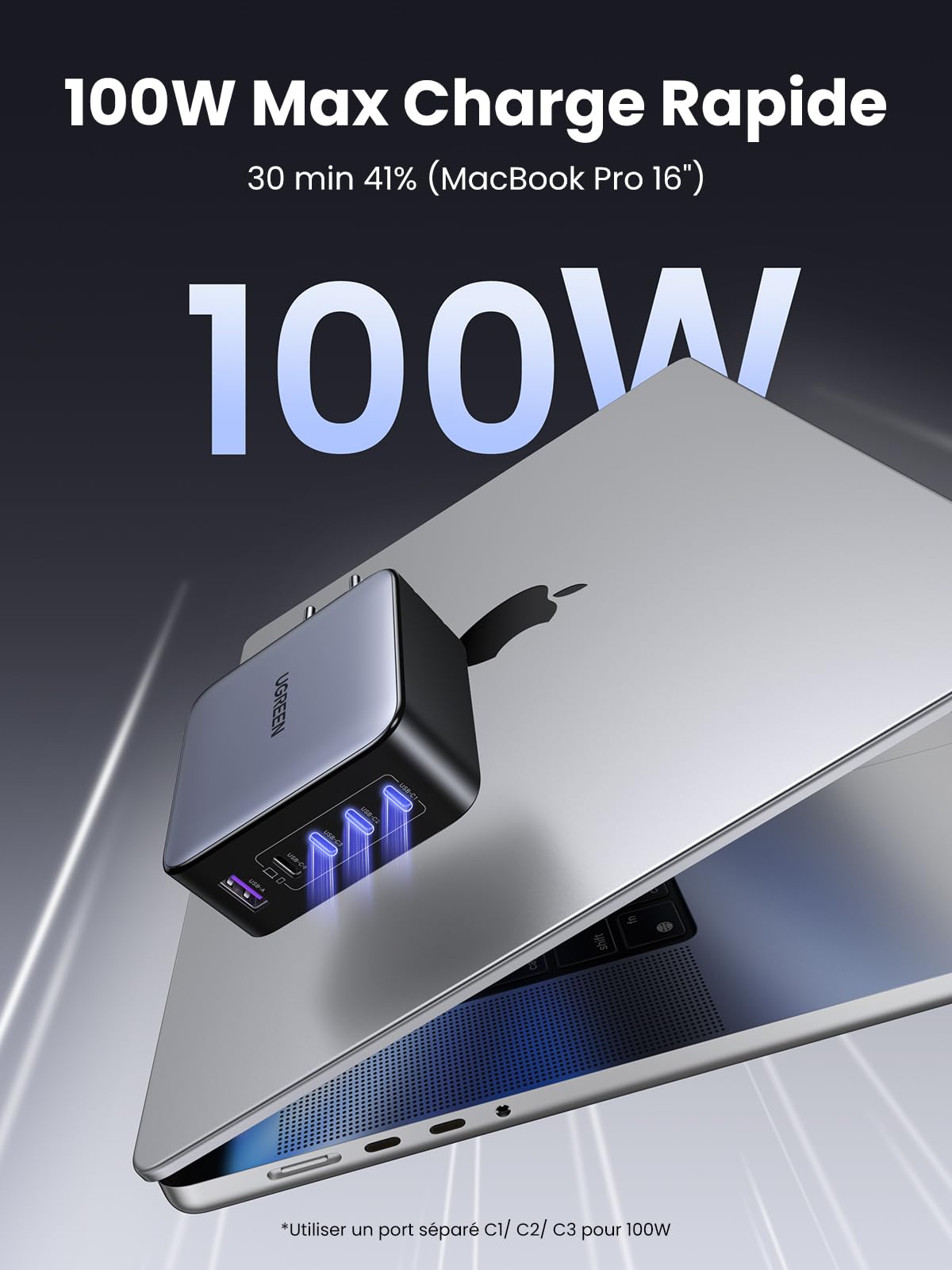UGREEN Nexode 100W GaN Fast Charger with 5 Ports (3 USB-C + 2 USB-A) - Compact PD 3.0 Wall Charger for iPhone 16/15/14/13 Pro Max, Galaxy S24/S23, Pixel, iPad Pro, MacBook M4/M3/M2/M1 - Perfect for Home, Office & Travel Charging