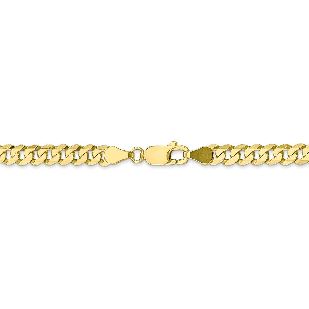 10K Yellow Gold 4.75mm Flat Beveled Curb Chain Anklet - 9