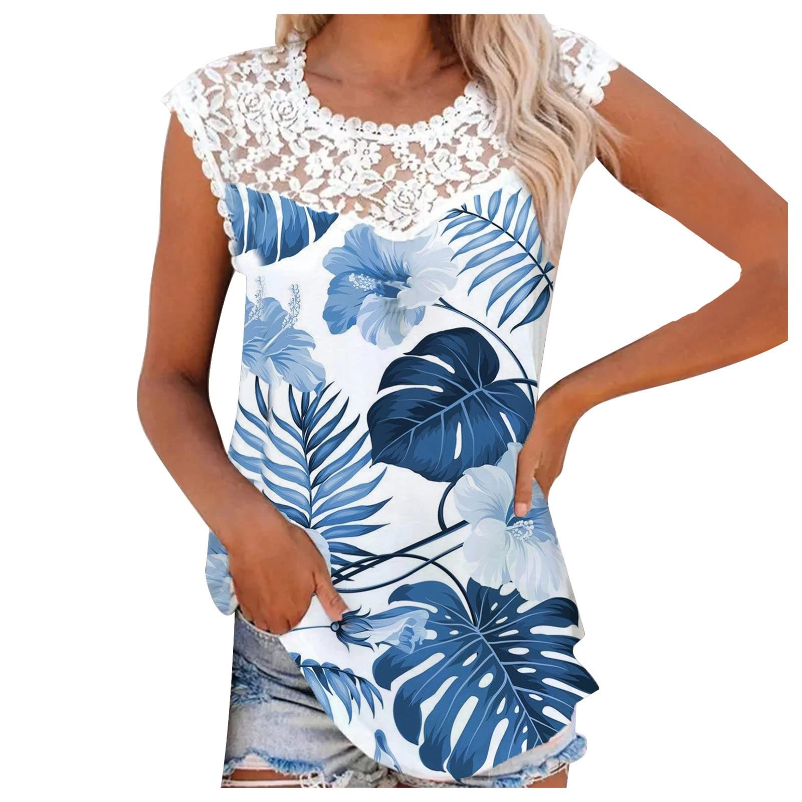 Plus Size White Tank Tops for Women - Casual Sleeveless Blouse for Summer Outfits