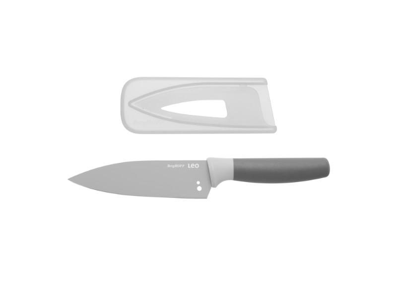 BergHOFF Leo 5.5 Inch Professional Stainless Steel Chef Knife with Herb Stripper - Gray Kitchen Knife for Chopping, Slicing & Meal Prep - Perfect for Home Cooks & Professional Chefs