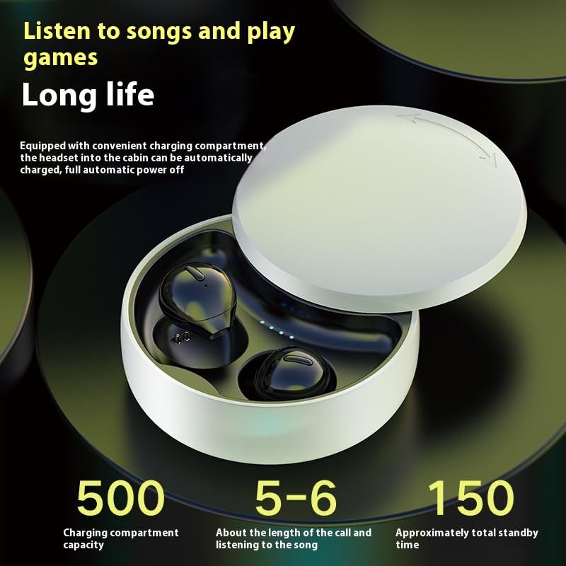 Smallest Invisible Bluetooth Earbuds for Sleeping & Working - Ultra Compact Wireless Sports Earbuds with Charging Case (Black) - Perfect for Nighttime Use, Office Calls & Gym Workouts