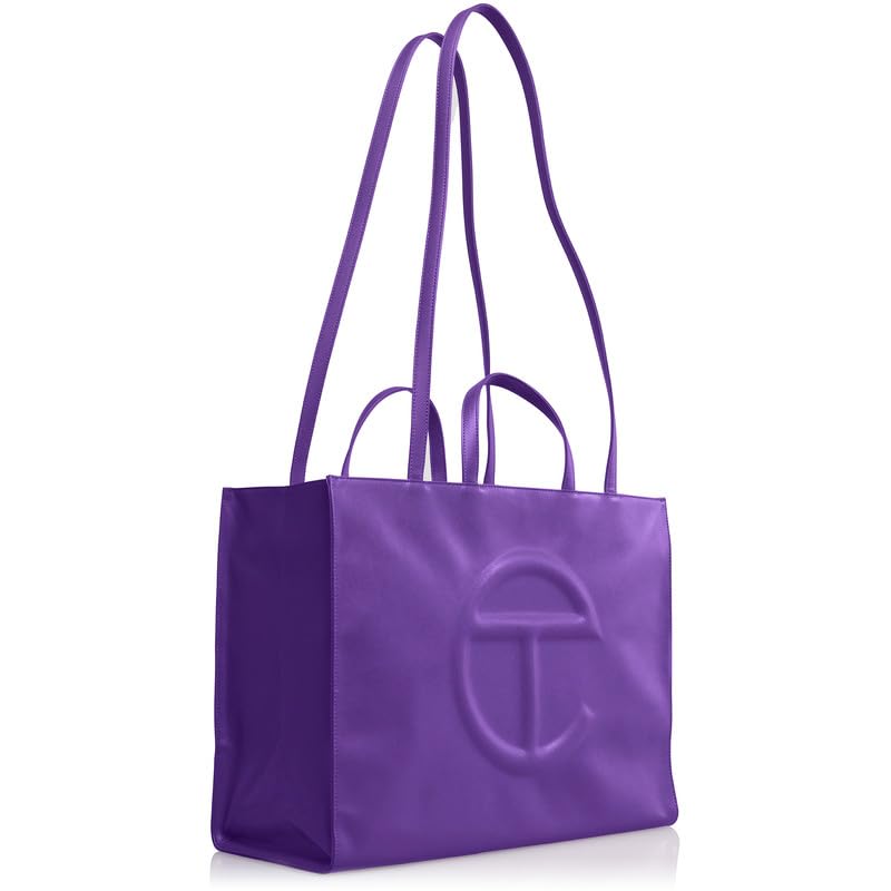 TELFAR Large Shopping Tote Bag - Vegan Leather Handbag for Women, Work, Travel & Everyday Use | Stylish & Spacious Designer Purse for Work, Gym, Groceries & Outings