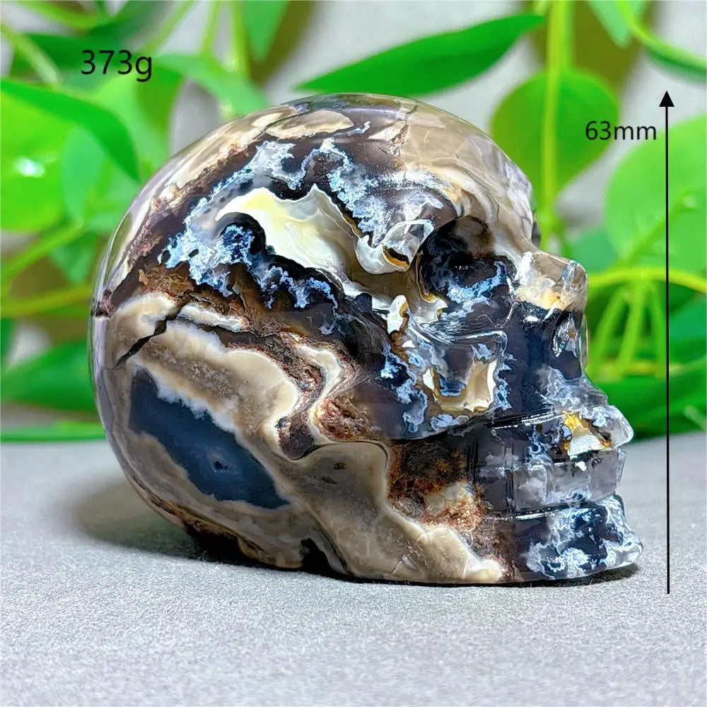 Natural Volcano Agate Skull Crystal - Healing Quartz Stone for Meditation, Spiritual Energy & Halloween Decor - Unique Mineral Specimen Gift for Collectors & Crystal Enthusiasts (Perfect for Home Altar, Yoga Space & Gothic Decor)