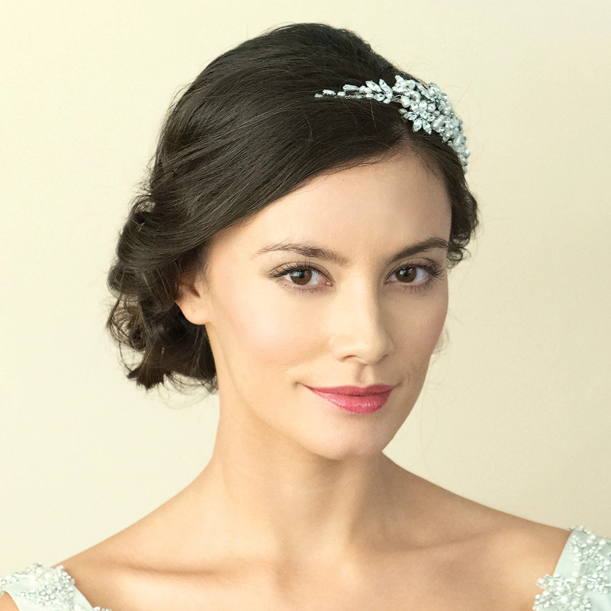 Elegant Silver Bridal Headband with Swarovski Crystals & Freshwater Pearls - DIOR Inspired Wedding Hair Accessory for Brides, Bridesmaids & Special Occasions
