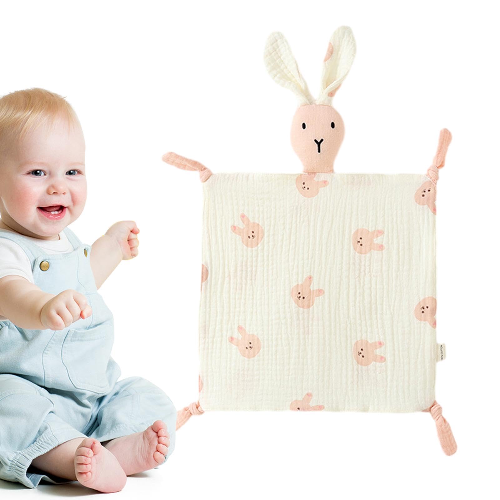 Soft Breathable Rabbit Security Kids Comforter Towel - Cotton Soothing Blanket for Boys & Girls - Perfect for Bedtime, Travel & Daycare Comfort