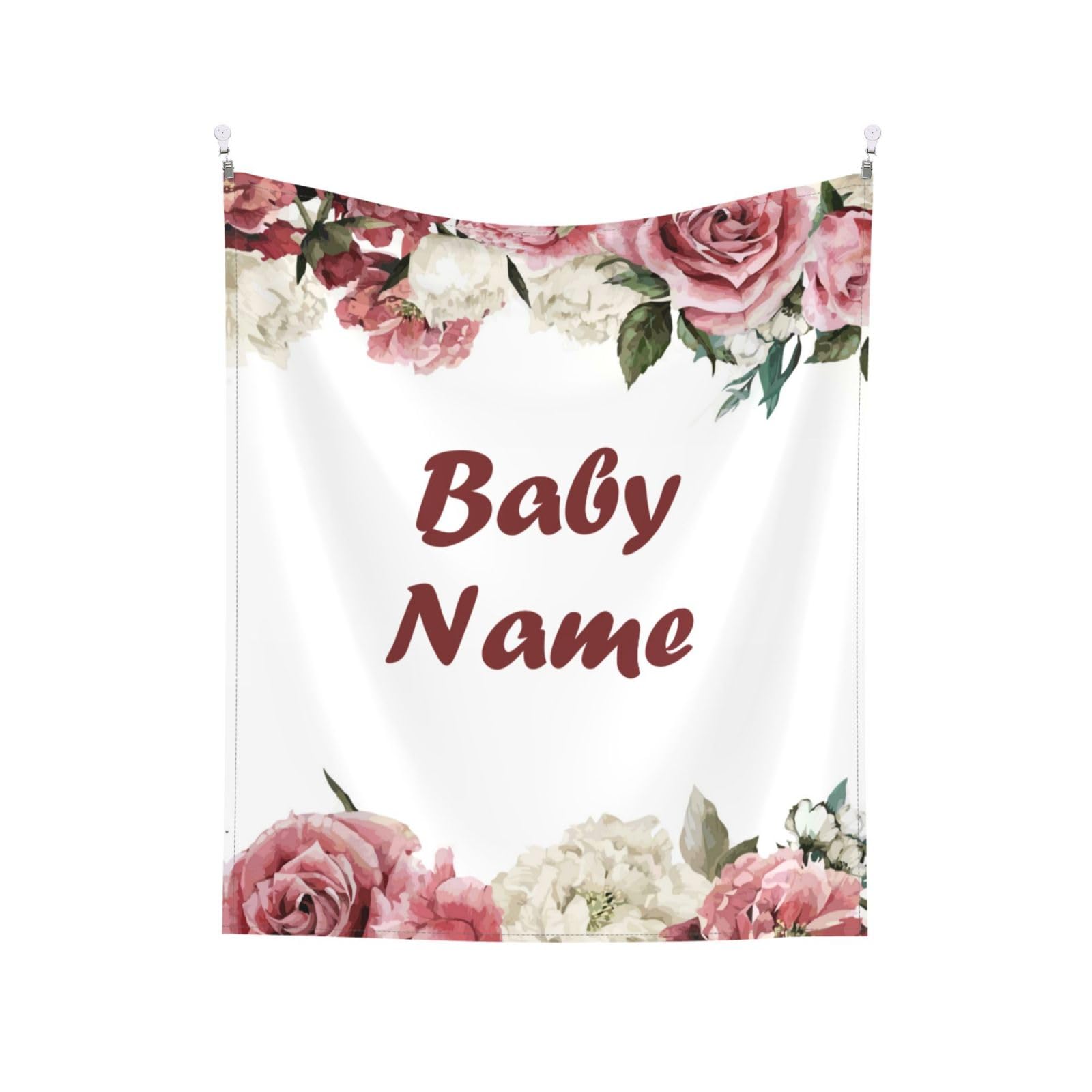 Custom Personalized Baby Blankets with Name - Floral Embroidered Newborn Blanket for Girls & Boys - Soft Swaddle & Toddler Gift for Baby Showers, Christening & Nursery Decor