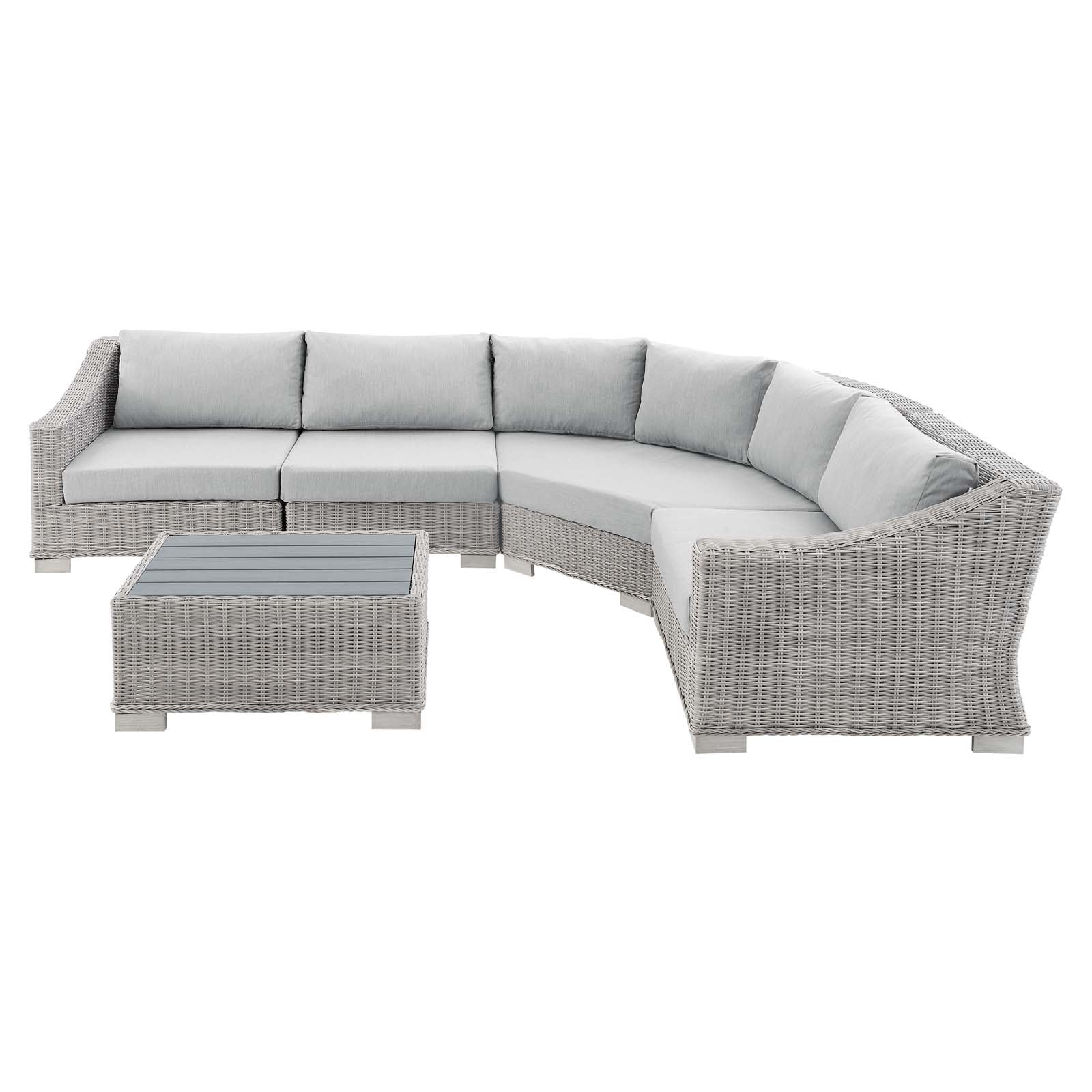 Conway Sunbrella® Outdoor Patio Wicker Rattan 5-Piece Sectional Sofa Set - Durable All-Weather Furniture for Backyard, Poolside & Garden Relaxation