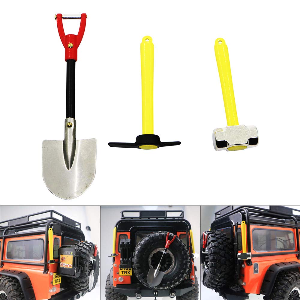 1:10 RC Crawler Model Car Accessories - Mini Hammer, Pickaxe & Shovel Tool Kit for Realistic Simulation | Perfect for Off-Road Adventures & DIY Decoration