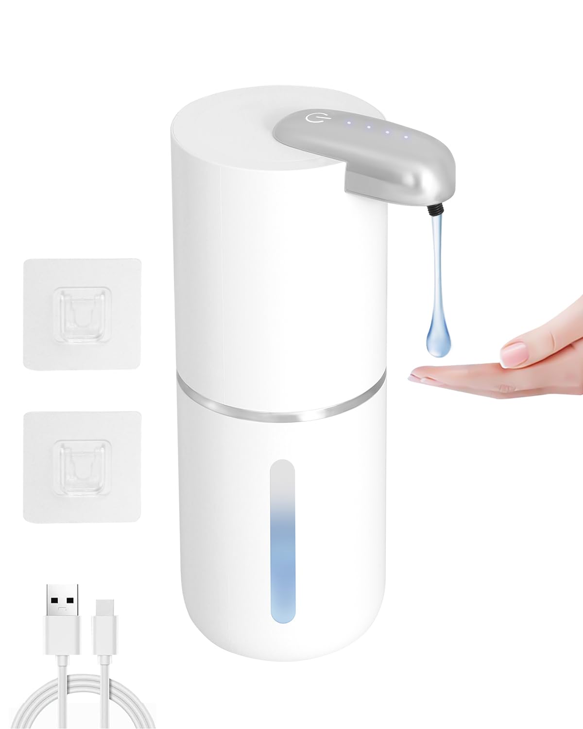 Touchless Automatic Soap Dispenser - Rechargeable Liquid Soap Dispenser with 4 Adjustable Levels & Power Indicators (13.4oz) - Perfect for Kitchen, Bathroom & Office Hygiene