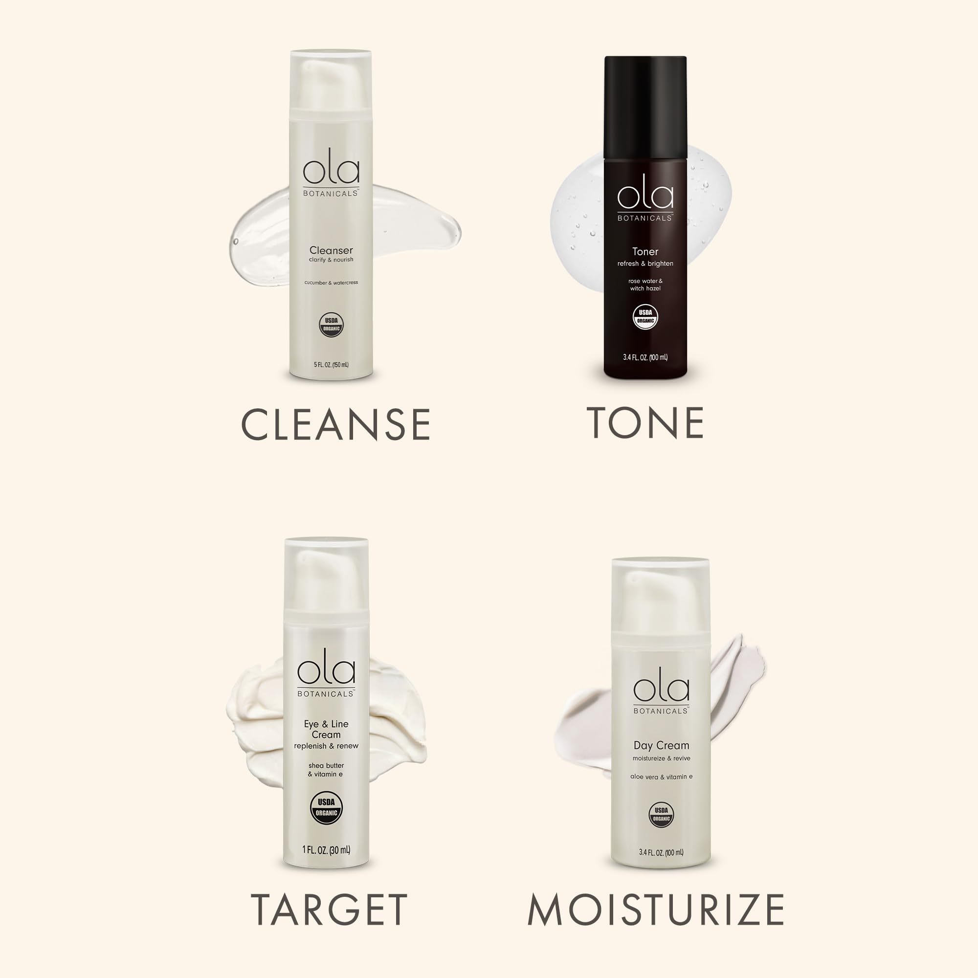 Ola Botanicals Organic Serum - 1 Fl. Oz (30 mL) with Argan Oil & Vitamin E for Smooth & Restored Skin | USDA Certified Organic, Cruelty Free, Non-GMO | Perfect for Nighttime Skincare & Anti-Aging Routine