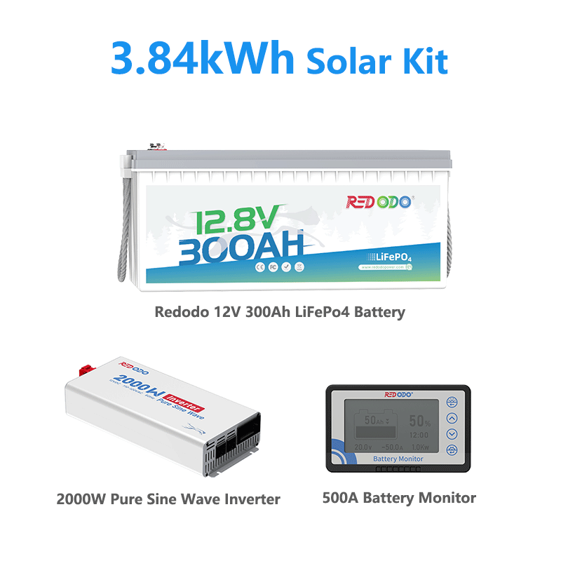 Redodo 12V 300Ah LiFePO4 Lithium Battery - Deep Cycle for RV, Marine, Solar Power - Replaces 6x12V 100Ah AGM Batteries - Perfect for Off-Grid Living, Camping & Emergency Backup Power