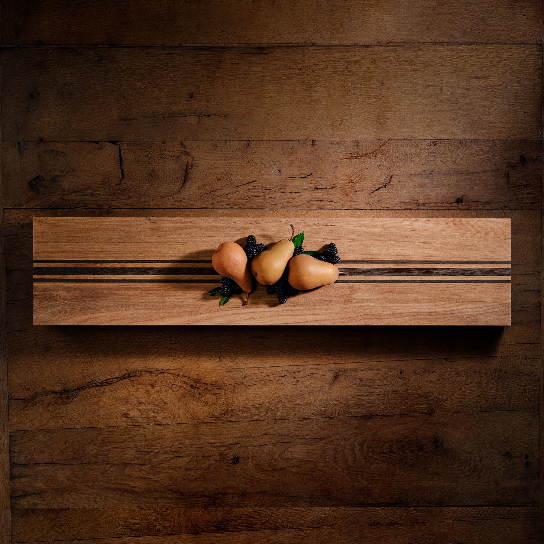 9X40 Teak Wood Serving Board with Triple Stripe - Natural Finish - Perfect for Charcuterie, Cheese Platters & Entertaining - Durable Teakwood Cutting Board for Kitchen & Dining
