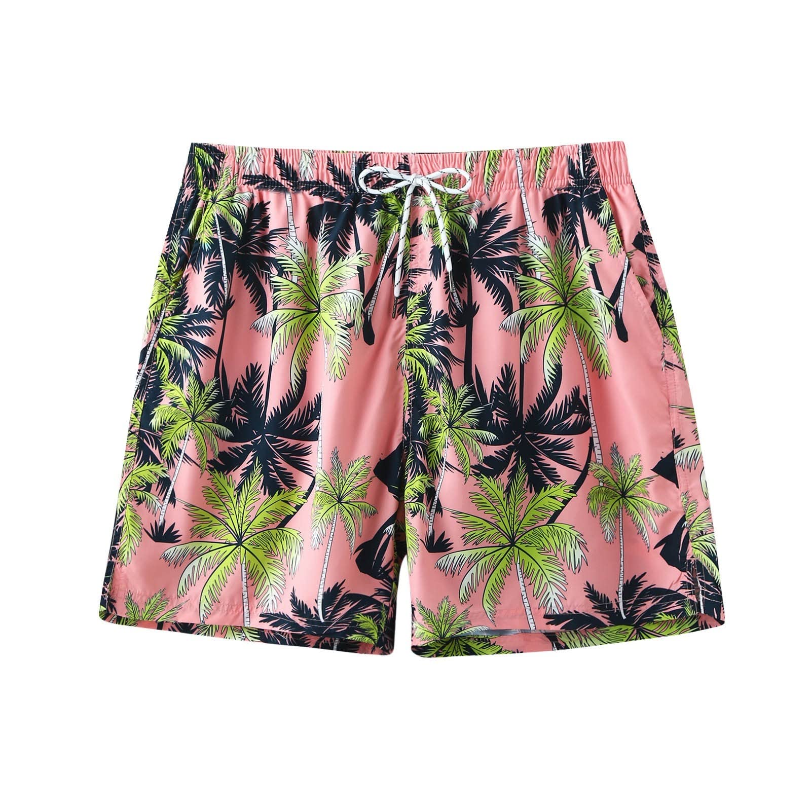 OSTELY Men's Casual Loose Shorts with Drawstring - Beach Swim Shorts, Printed Tree Design, Zipper & Side Pockets - Perfect for Swimming, Vacation, and Summer Outdoor Activities