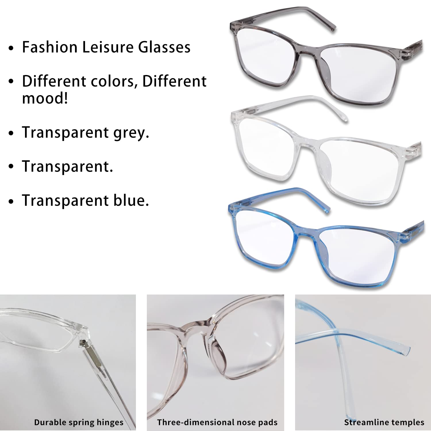3 Pack Lightweight Reading Glasses for Men & Women - Clear Vision for Nearsightedness & Myopia - Perfect for Reading, Computer Work & Daily Use