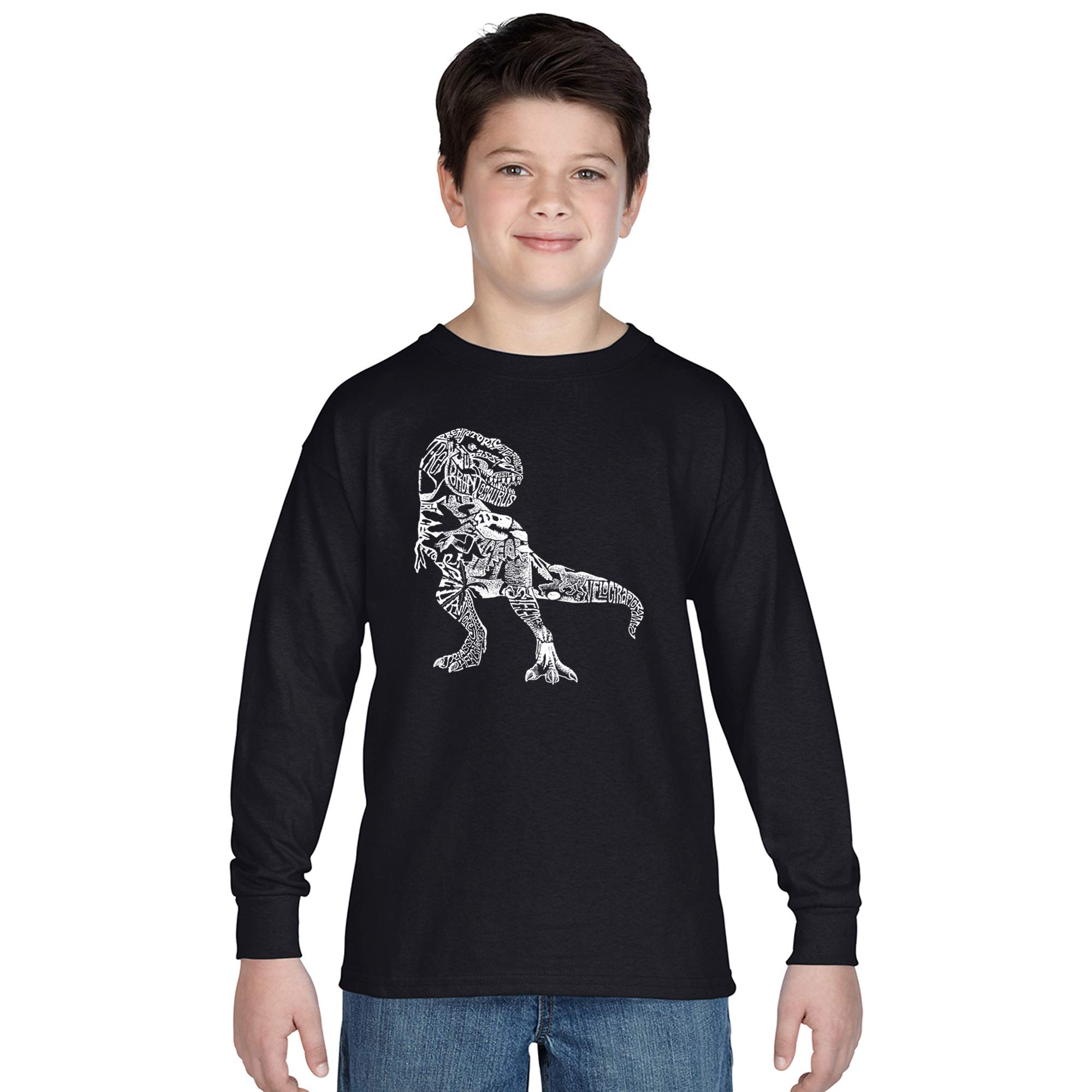Dino Themed Boys' Long Sleeve Graphic Tee - Cute Dinosaur Print Shirt for Kids | School, Playdates & Family Outings