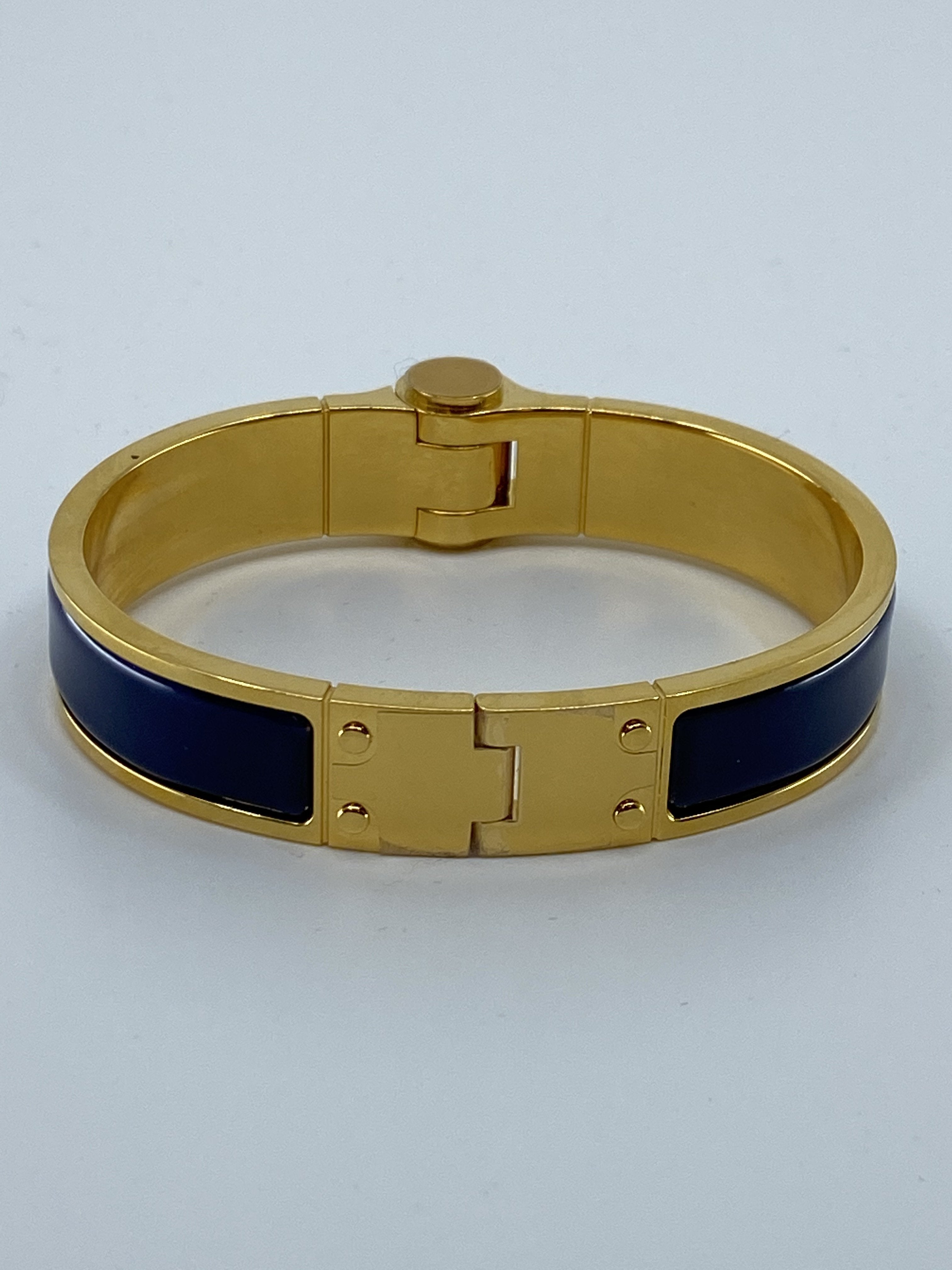 Hermes Navy Enamel Hinged Bracelet - Luxury Designer Bangle for Women, Perfect for Gifts, Parties & Everyday Elegance