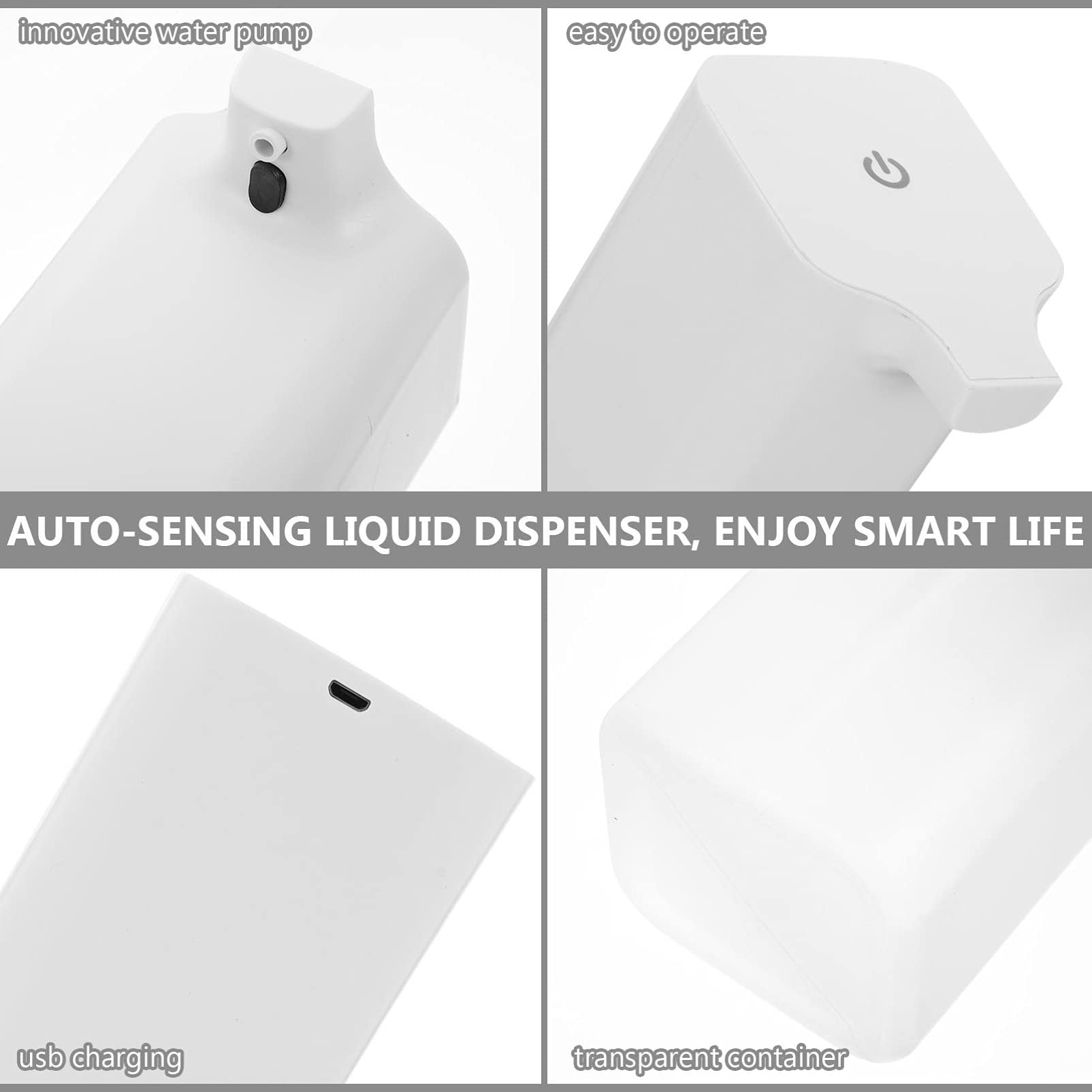 Automatic USB Soap Dispenser - Touchless Hand Soap Dispenser for Bathroom, Kitchen & Restroom - 500ml Refillable Soap Bottle - Ideal for Home, Office & Public Spaces
