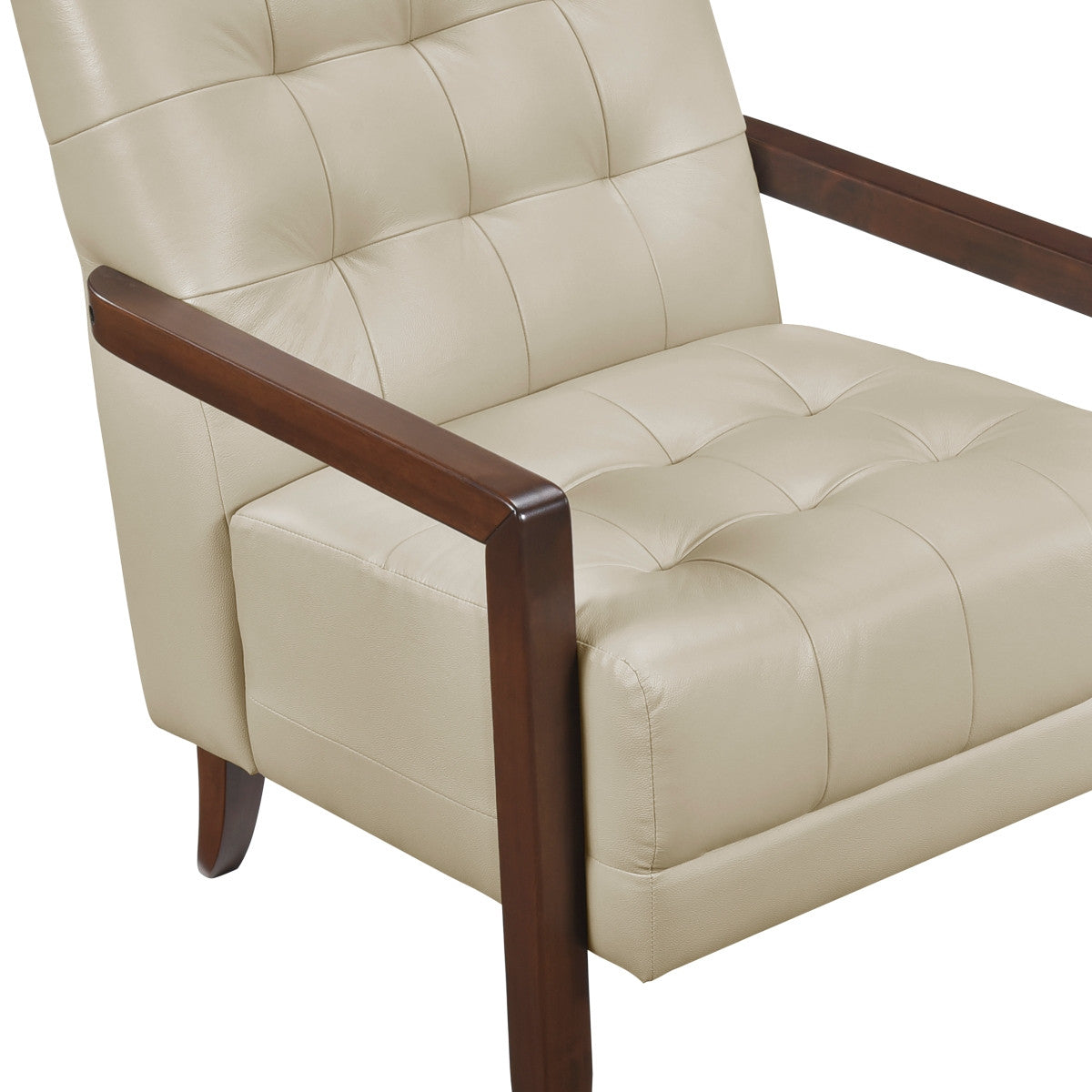 Archam Accent Chair - Modern Beige Upholstered Lounge Chair for Living Room, Bedroom & Office - Comfortable Reading Chair with Sturdy Wooden Legs