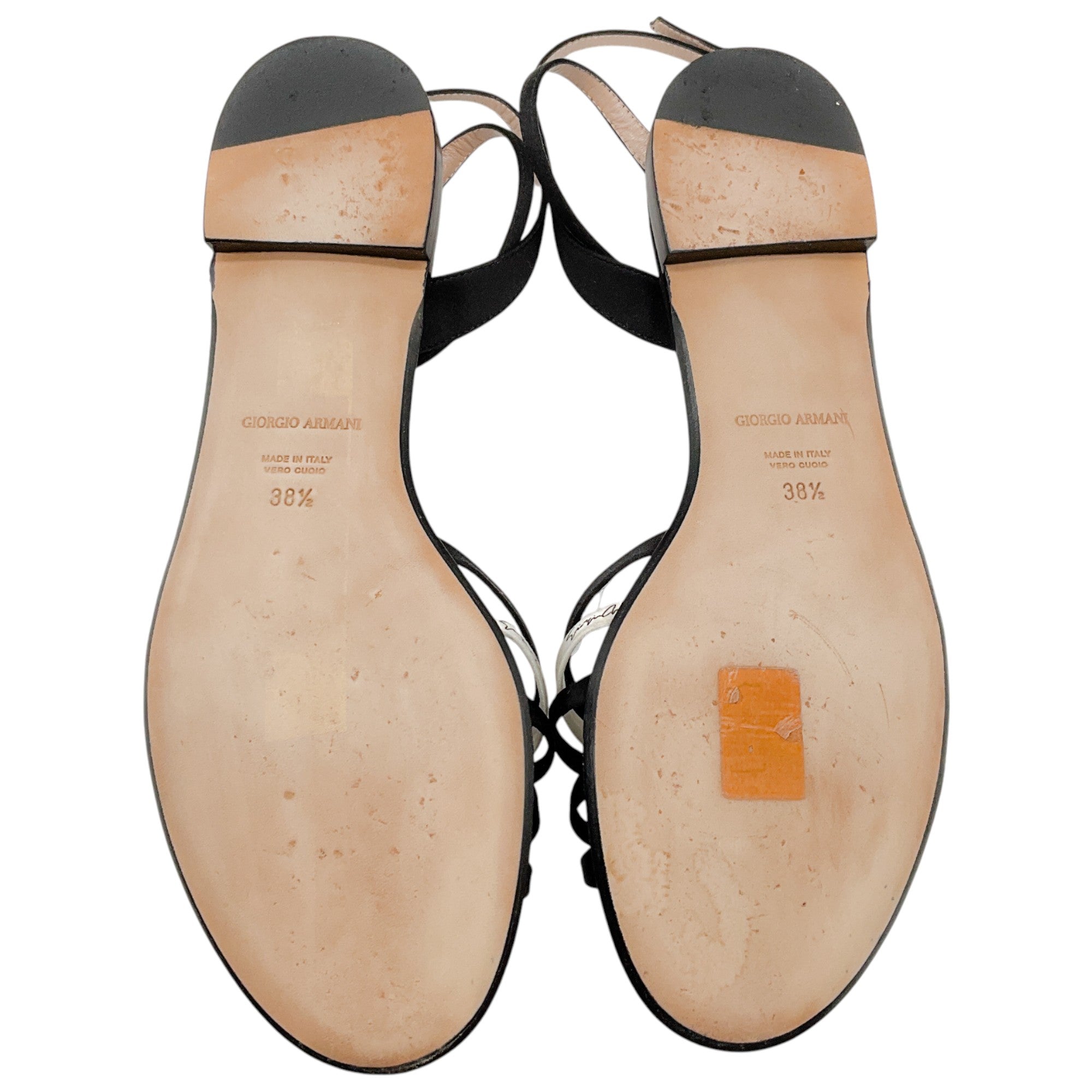 Giorgio Armani Black & White Strappy Logo Flat Sandals for Women - Comfortable Summer Casual Shoes for Beach, Vacation and Everyday Wear