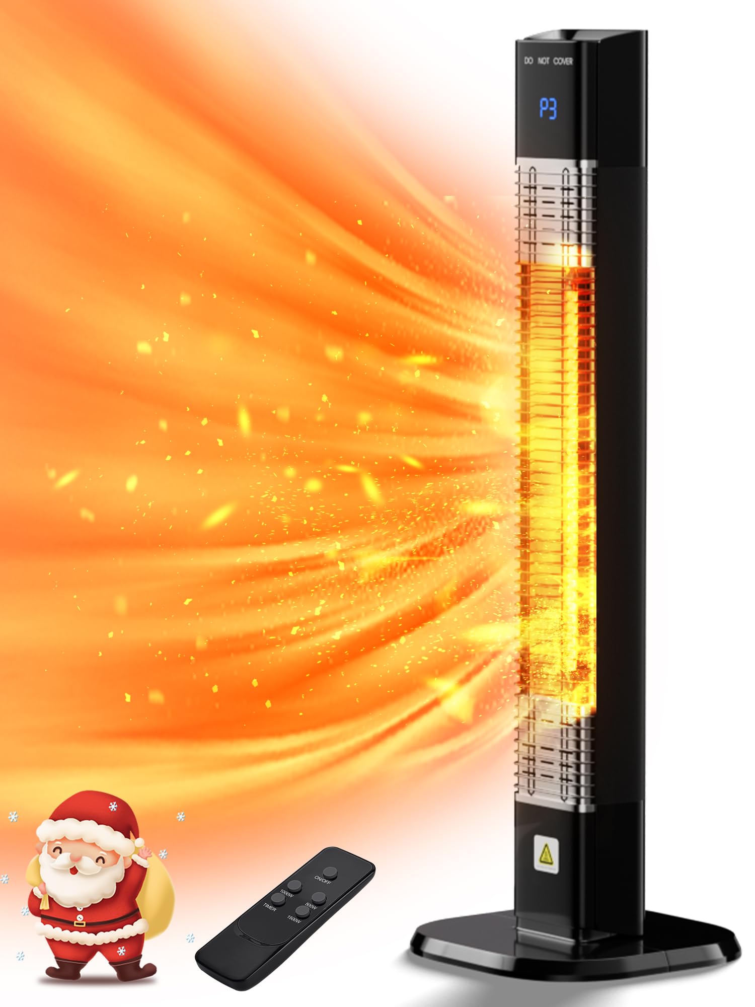 1500W Electric Patio Heater with Remote - Infrared Outdoor Space Heater for Garage, Bedroom, Backyard - 35