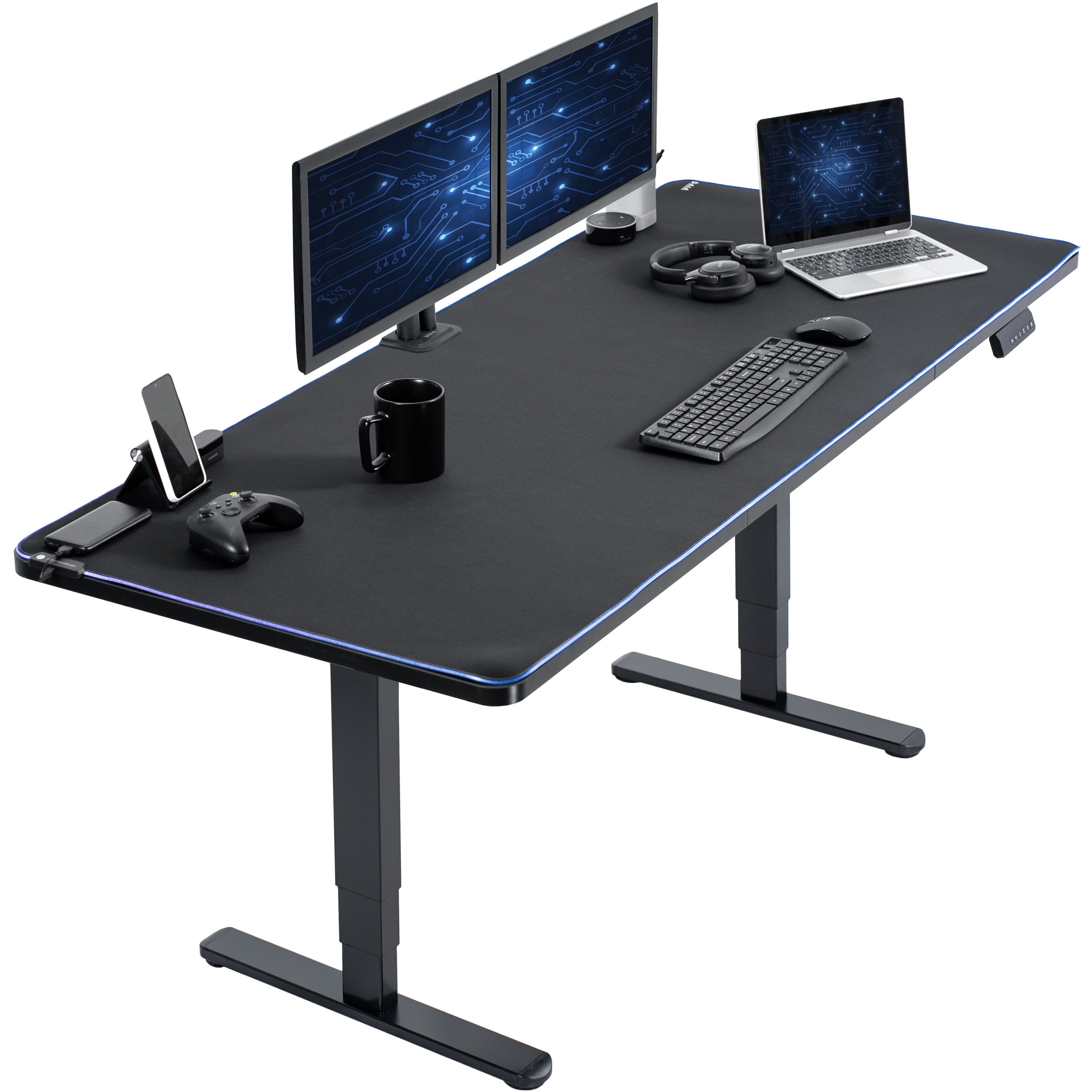 2B Series 71 x 30 Electric Standing Desk with Push Button Memory Controller - Adjustable Height Workstation for Home Office & Gaming Setup