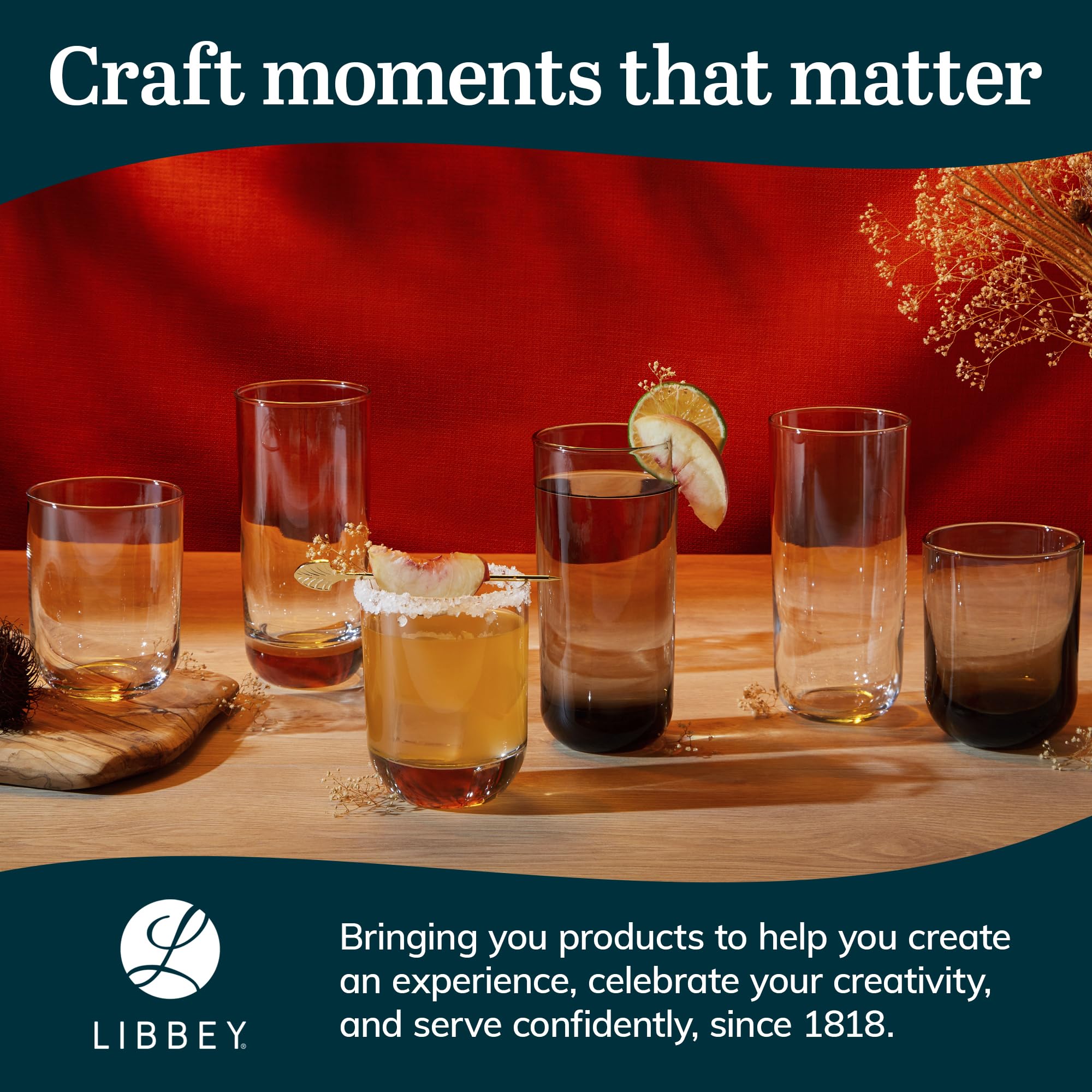 Libbey Polaris 16-Piece Tumbler and Rocks Glass Set - Clear Drinkware for Water, Juice, Cocktails - Modern Design, Dishwasher Safe - Perfect for Home, Parties, Restaurants & Bars