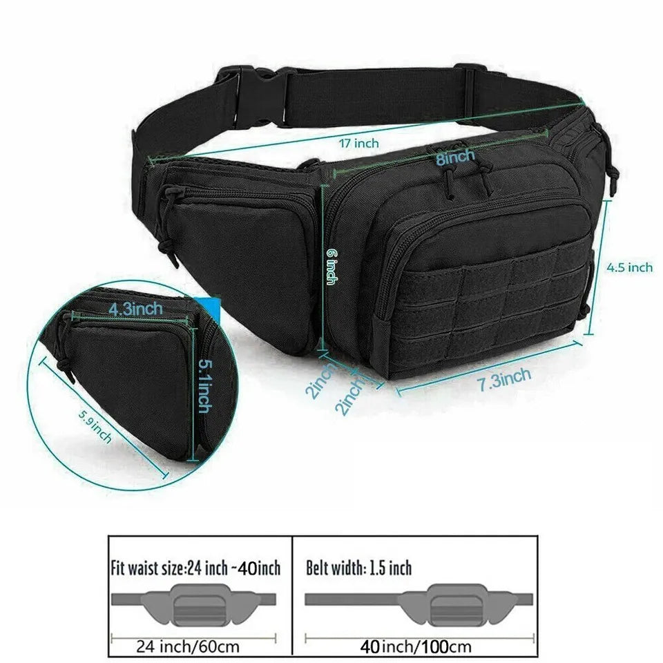 Tactical Waist Pack for Concealed Carry - Durable Fanny Pack Holster with Multiple Pockets - Perfect for Outdoor Activities, Hiking, Travel and Everyday Use
