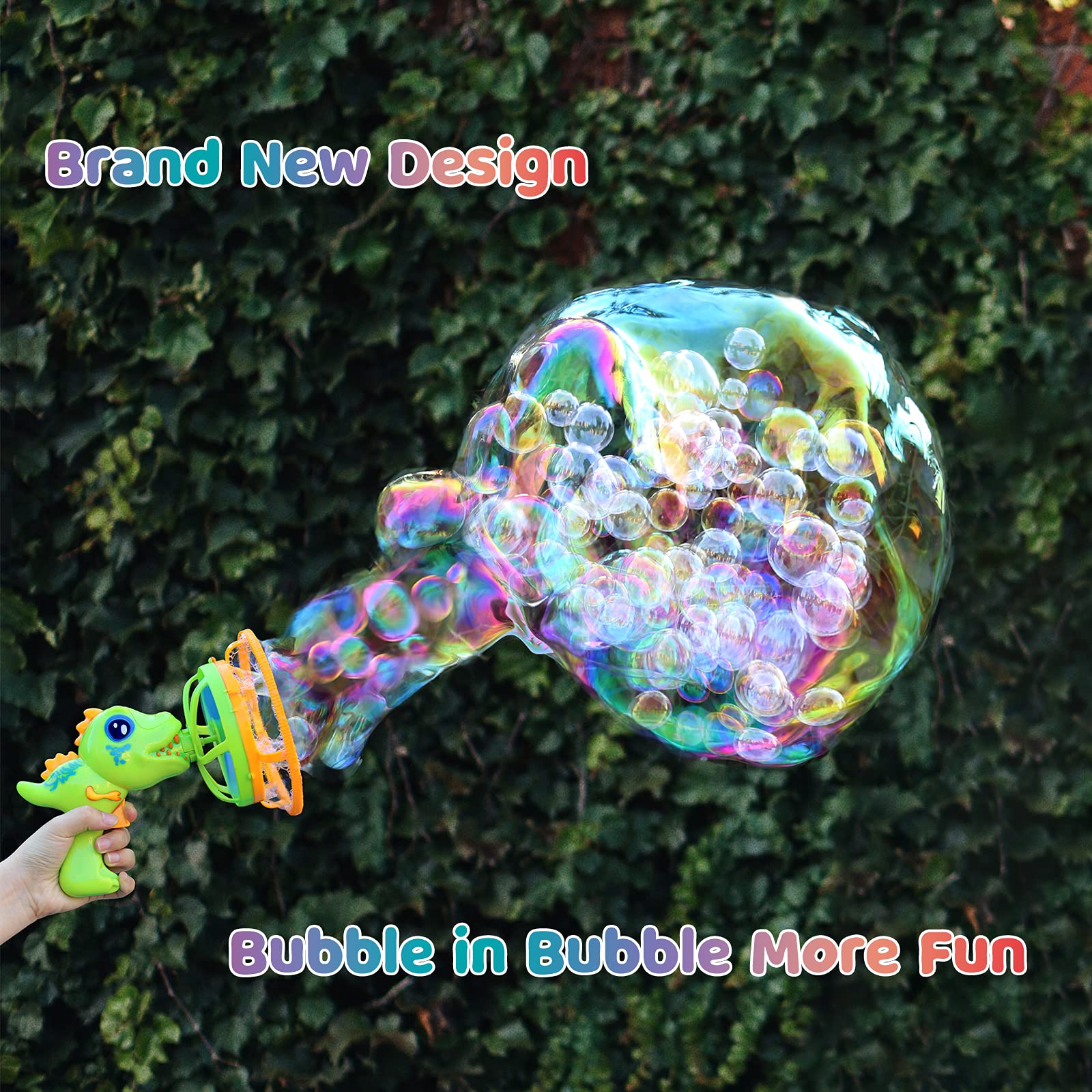 Dinosaur Bubble Blower Toy - Bubble Gun & Bubble Machine for Kids Ages 3-9 | Fun Outdoor Party Favors for Birthday, Christmas & Easter | Great Gift for Boys & Girls (Green) - Perfect for Backyard Play, Park Adventures & Summer Activities
