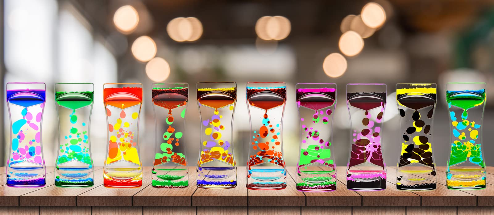 Red Green Liquid Motion Bubbler Timer - Sensory Bubble Drop Oil Water Hourglass Toy for Autism Relaxation, Stress Relief - Perfect for Office, Home Decor & Holiday Stocking Stuffers (Set of 1) | Great for Calming Activities, Meditation & Focus Aid