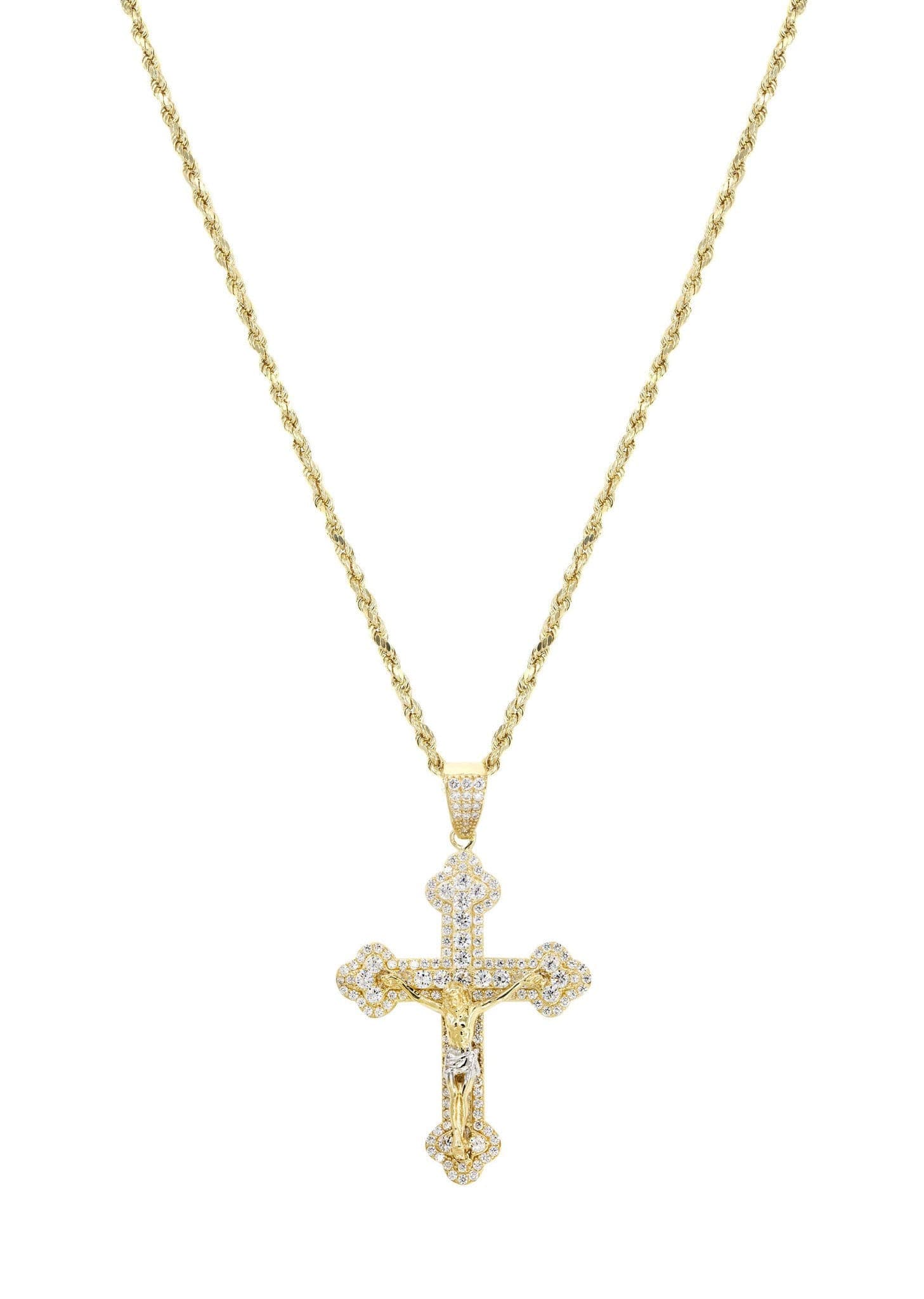 10K Yellow Gold Cross Crucifix Necklace for Women & Men - 17.9 Grams Religious Jewelry - Perfect for Baptism, First Communion, Confirmation & Daily Wear