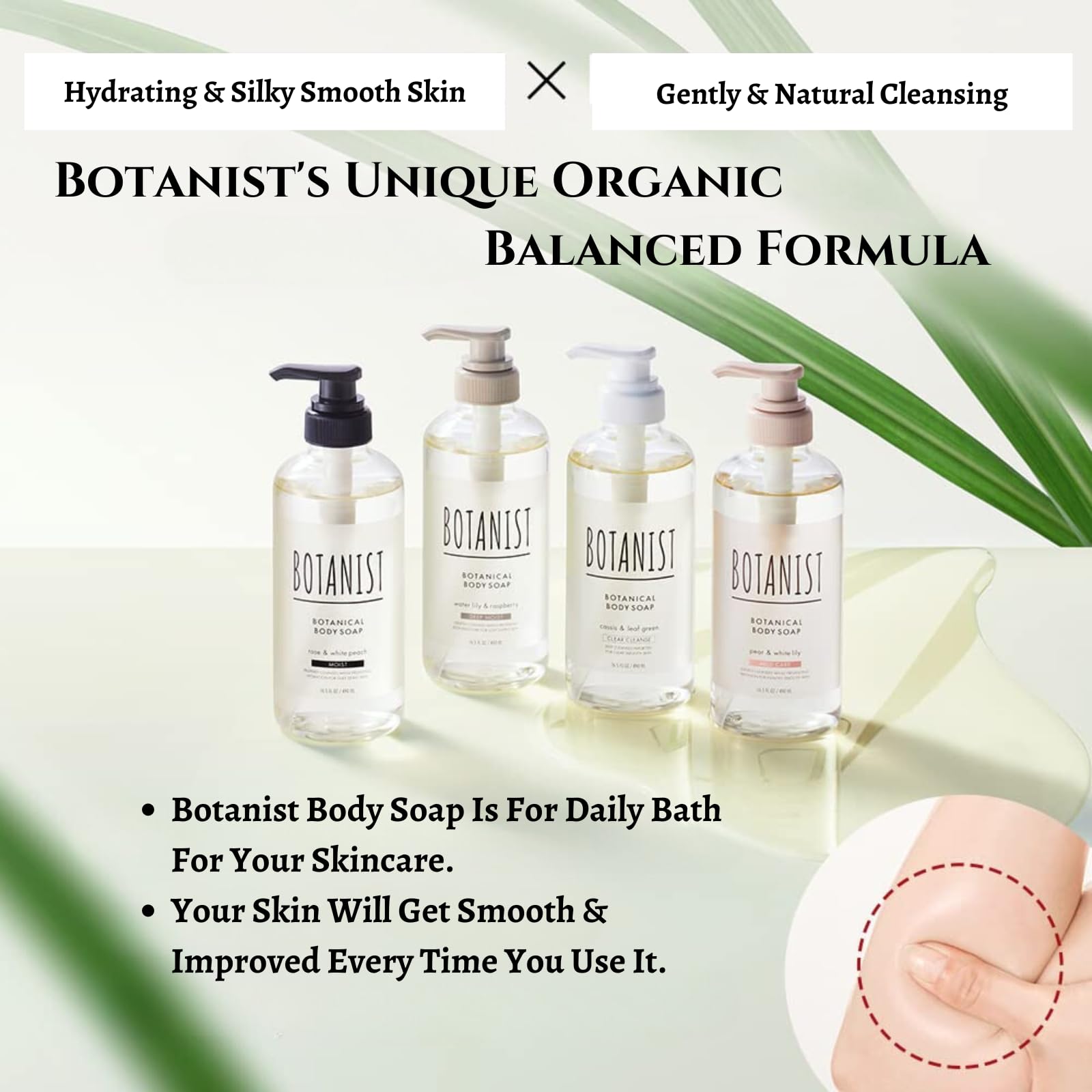 Botanist Deep Moisturizing Body Wash with Shea Butter & Coconut Oil - Hydrating Daily Cleanser for Dry Skin - Sulfate, Paraben & Dye Free - Water Lily & Raspberry Scent - 16.5 Fl Oz (Pack of 2) - Perfect for Shower, Bath & Family Use