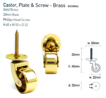 4.5cm Heavy Duty Metal Caster Wheels - Brass or Chrome Finish for Furniture, Carts & Industrial Equipment