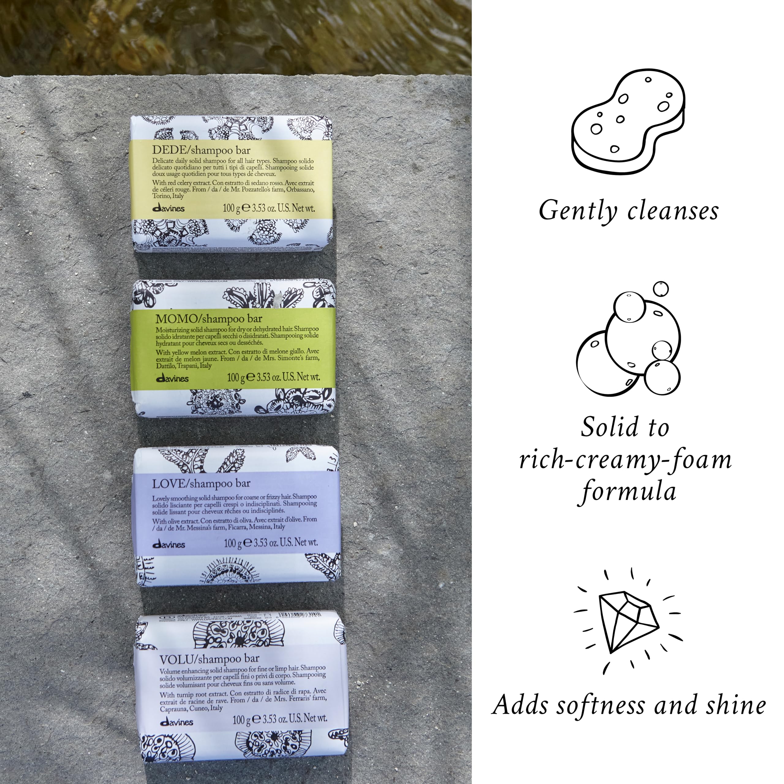Davines Solid Cleansing Shampoo Bar & Body Wash Bar - 100% FSC Paper Wrapped, Recyclable with Aluminum Case Holder | Eco-Friendly Hair & Skin Care for Travel, Gym & Zero-Waste Lifestyle