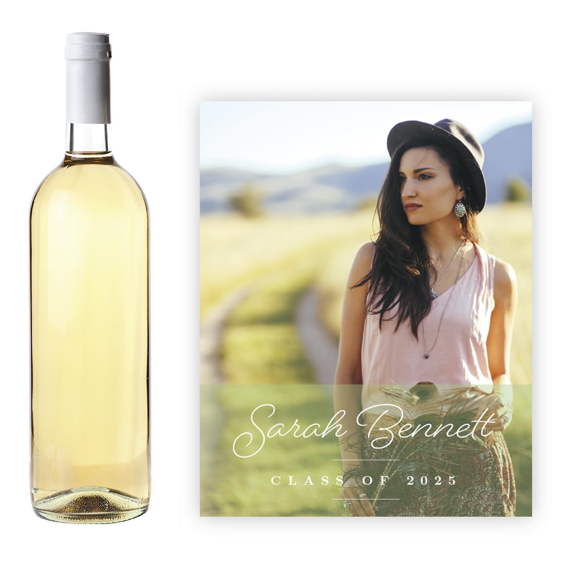 Personalized Graduation Wine Bottle Labels - Custom Photo & Text - 20-Pack - Andaz Press Beloved Collection - Perfect for Graduation Parties, Gifts & Celebrations