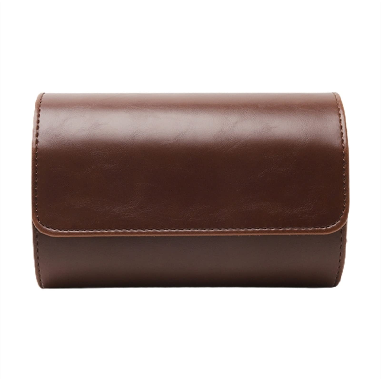 TOMYEUS 2 Slot Leather Watch Roll Travel Case - Detachable Anti-Slide Cushion for Watch & Jewelry Storage - Compact Watch Pouch Organizer (Brown) | Perfect for Travel, Business Trips & Watch Collection Display