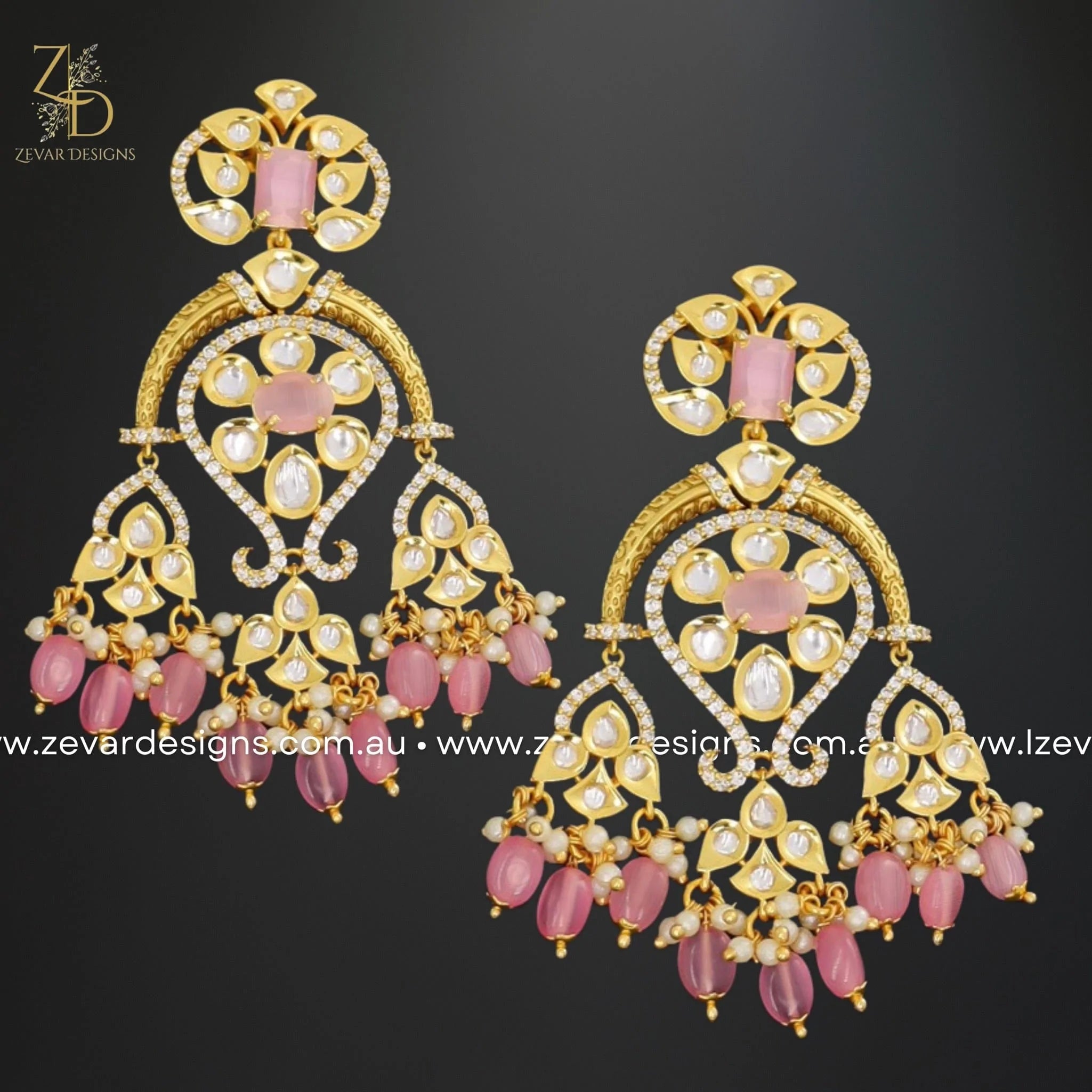 Exquisite Kundan Polki Earrings in Pink - Traditional Indian Jewelry for Weddings & Festivals | Handcrafted Ethnic Accessories for Women
