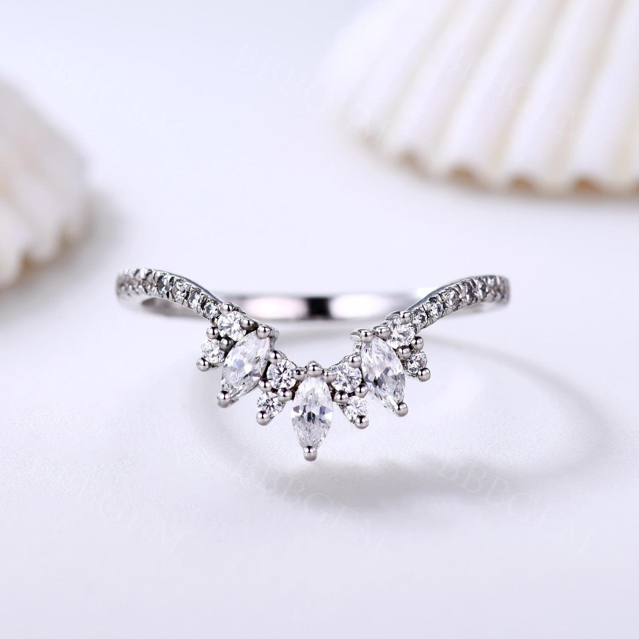 Vintage Marquise & Round Cut Moissanite Wedding Band Set - Elegant Matching Rings for Bridal Jewelry, Anniversary Gifts & Special Occasions