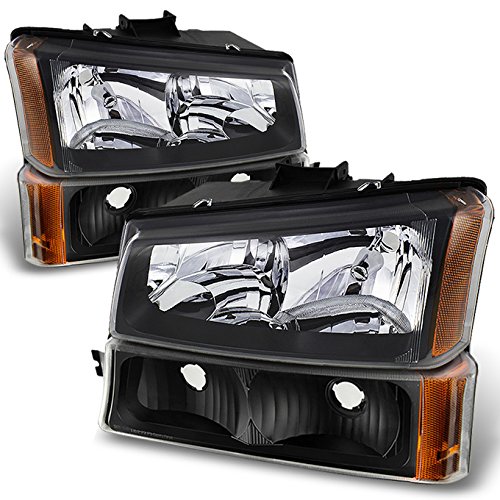 AKKON Black Headlights & Bumper Signal Lights with Side Amber for 2003-2006 Chevy Silverado 1500/2500HD Avalanche Pickup Truck - Upgrade Your Truck's Style & Visibility for Night Driving & Off-Road Adventures