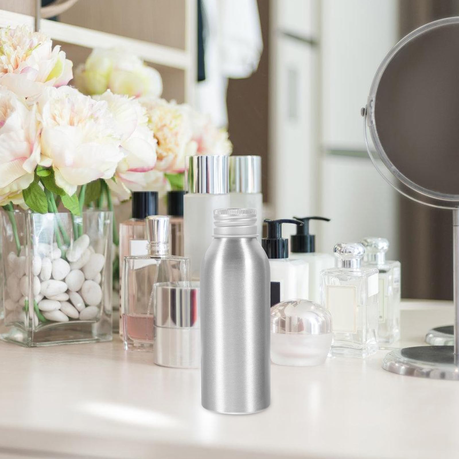 Premium Aluminum Travel Bottle Set - Leak-Proof Lotion, Shampoo & Essential Oil Containers with Secure Screw Lids | Perfect for Toiletries, Camping, Gym & Air Travel Accessories