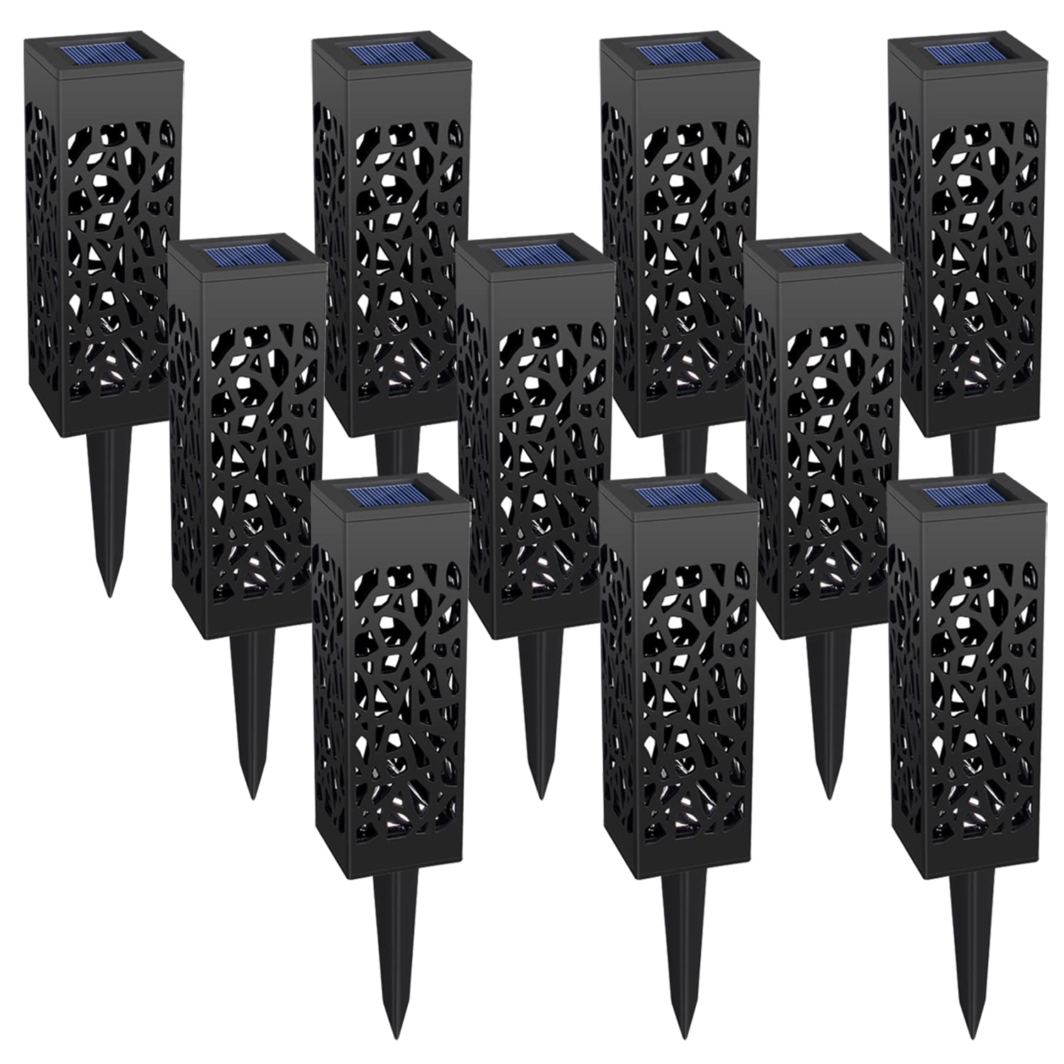 10Pcs Solar Powered LED Path Lights - Waterproof Outdoor Garden Lighting for Patio, Yard, Walkway & Landscape Decoration | Auto On/Off, Energy Saving Solar Lights for Pathways, Driveways & Backyard Decor