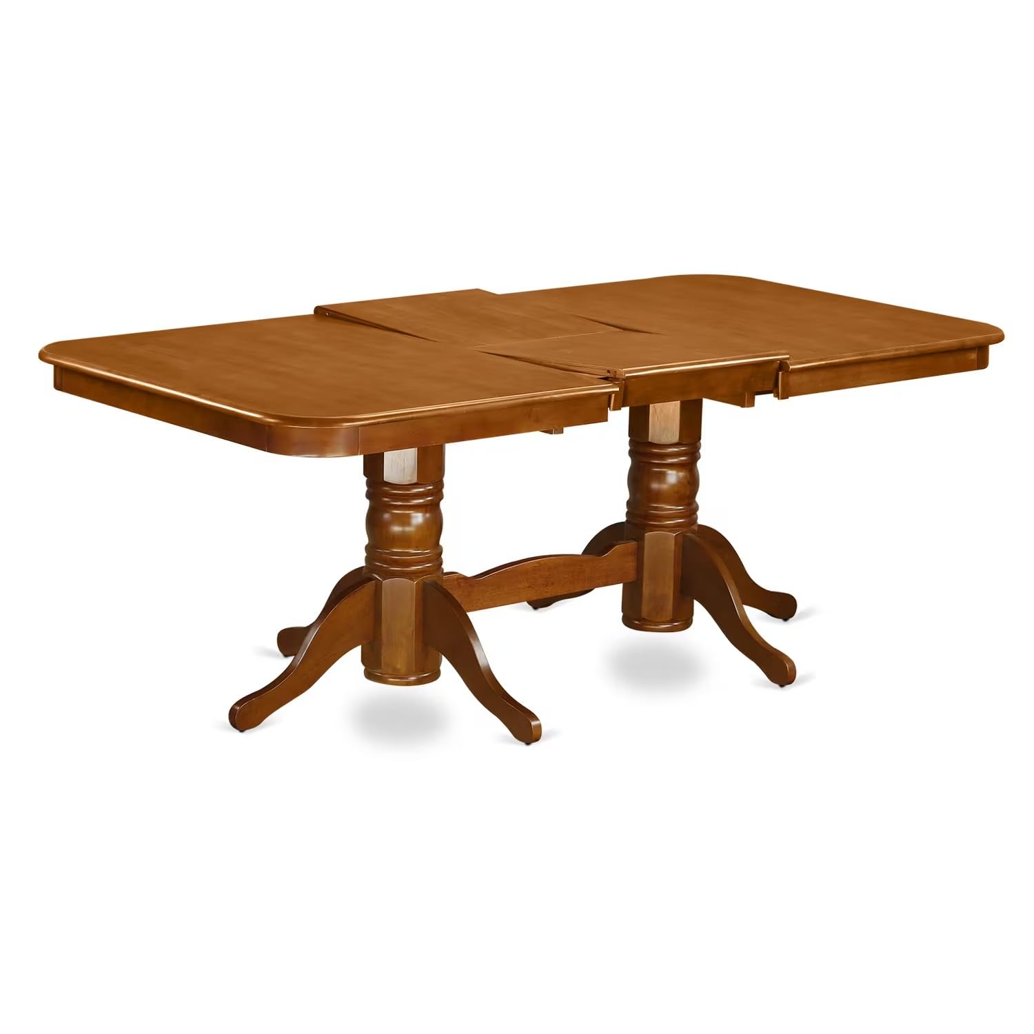 East West Furniture NAPO7-SBR-C 7-Piece Kitchen Dining Set - 40x78 Inch Rectangle Wooden Table with Butterfly Leaf & 6 Linen Fabric Chairs, Saddle Brown - Perfect for Small Spaces, Breakfast Nooks & Cozy Family Meals