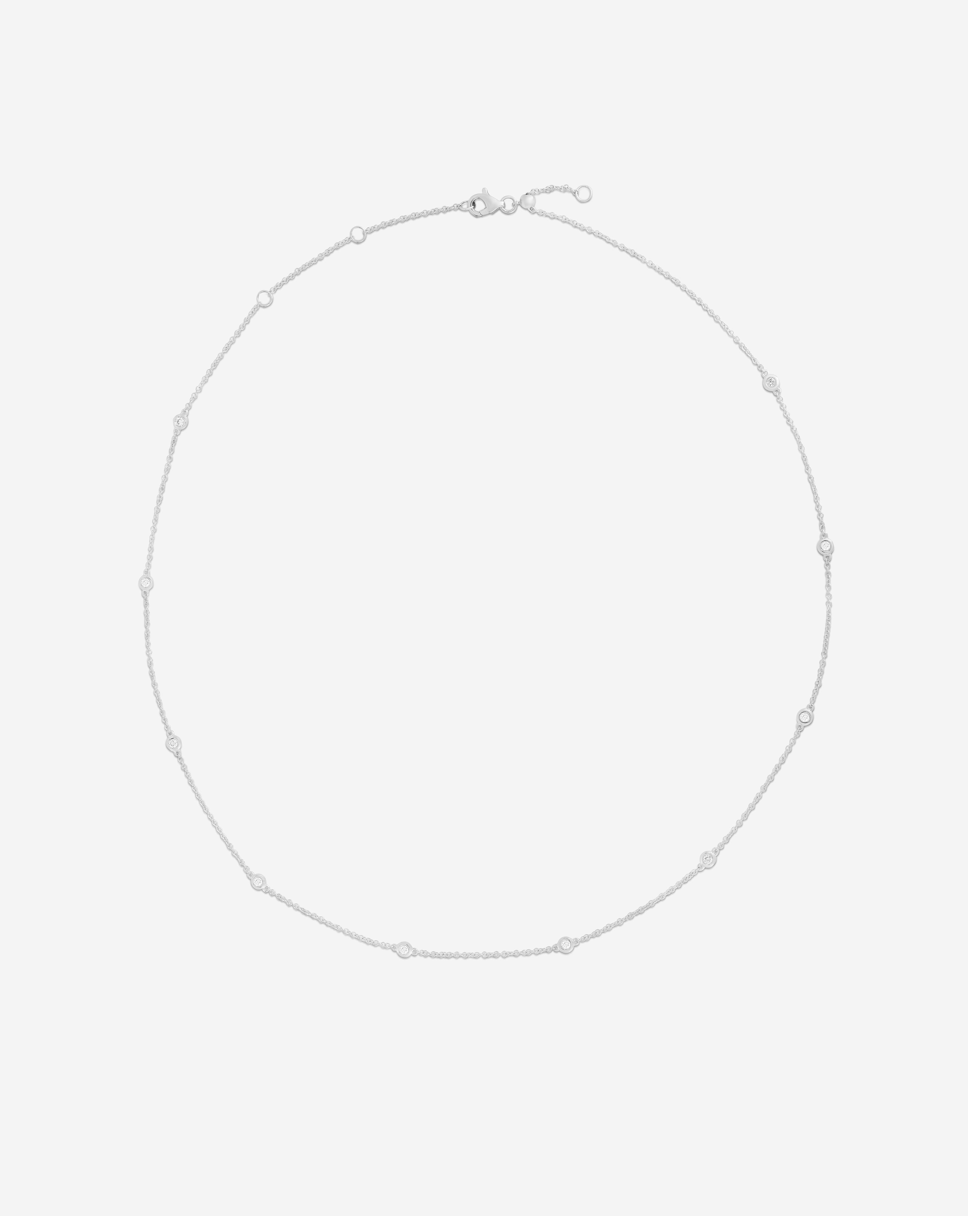 Diamond Bezel Station Necklace for Women - Elegant 14K Gold Layered Pendant Necklace Jewelry Gift for Her - Perfect for Weddings, Anniversaries & Special Occasions