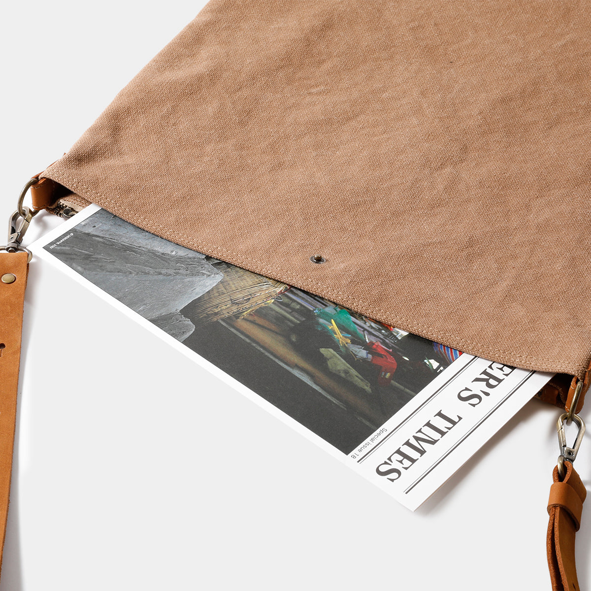TRAVELER'S COMPANY Traveler's Factory Canvas Shoulder Bag - Medium Size Beige | Durable & Stylish Crossbody Bag for Travel, Work & Everyday Use